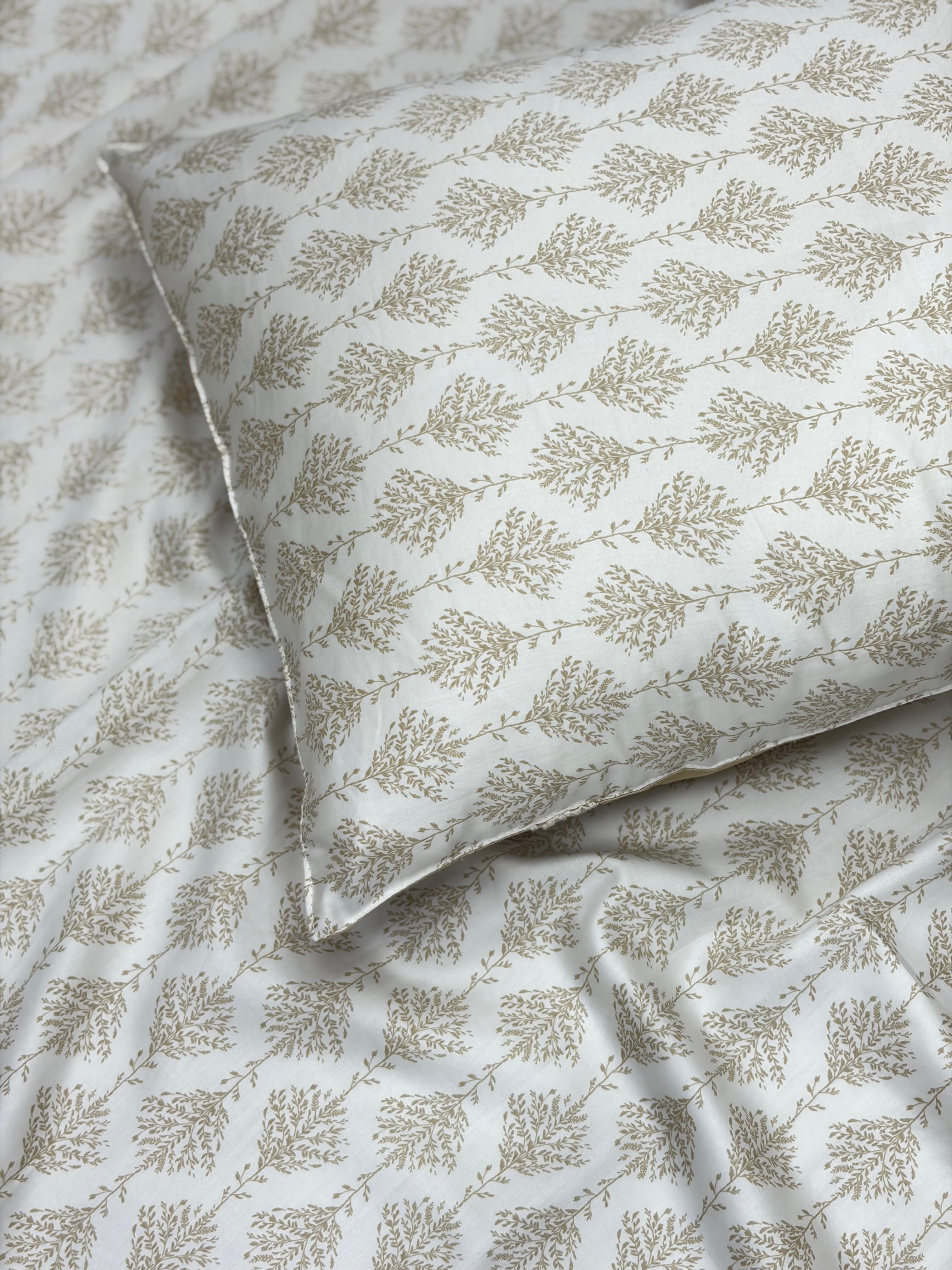 Beige Palace Bedsheet with 2 Reversible Laced Pillow Covers
