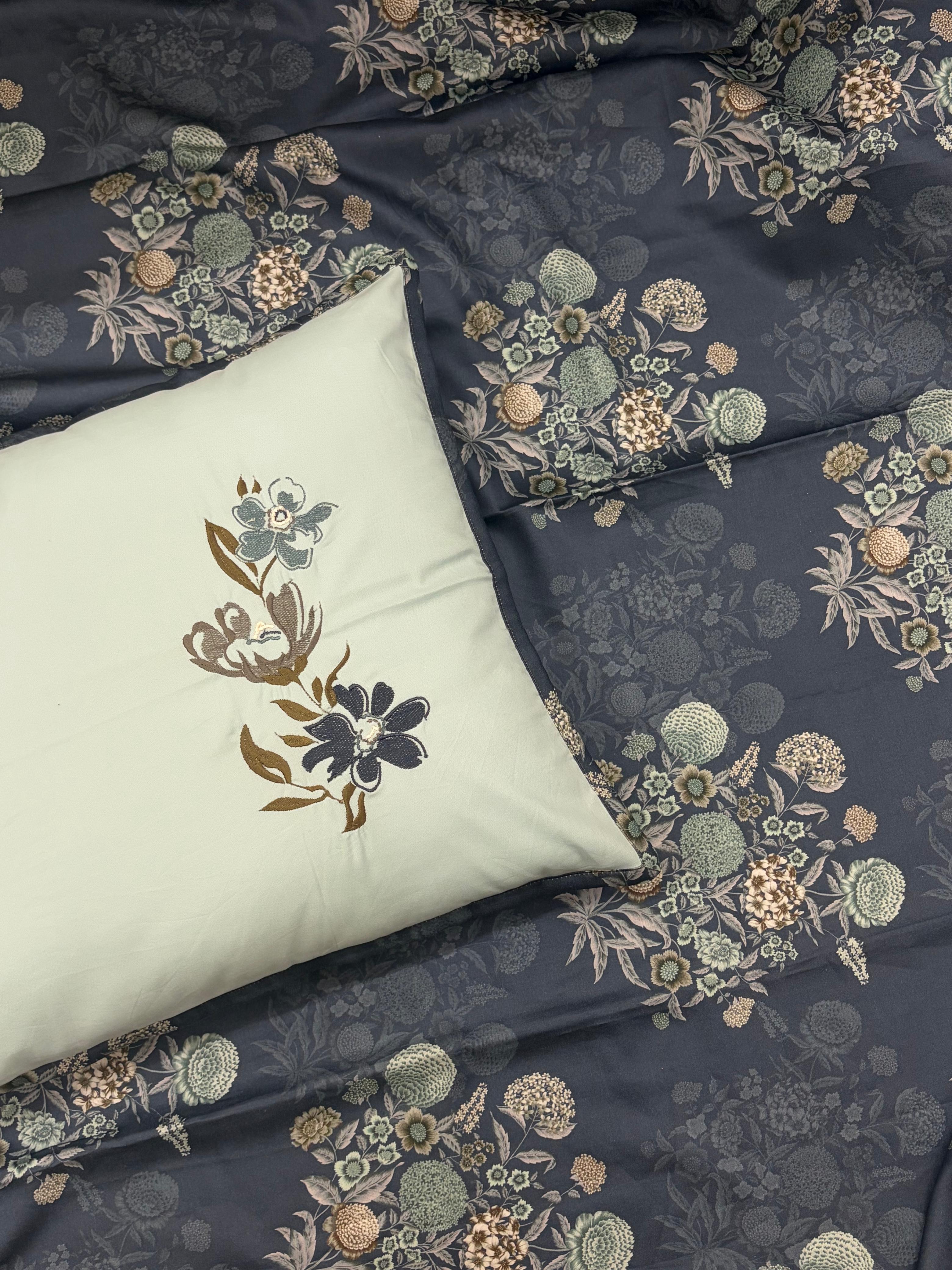 Blue Pea Bedsheet with 2 Pillow Covers