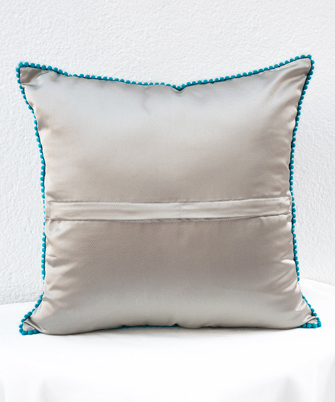 Blue Botanica Cushion With Lace