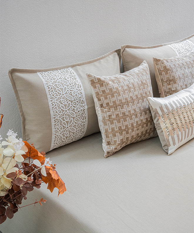 Sand & Soul – Classic Lace Bedcover Set With Lace Design with 2 Pillows Covers