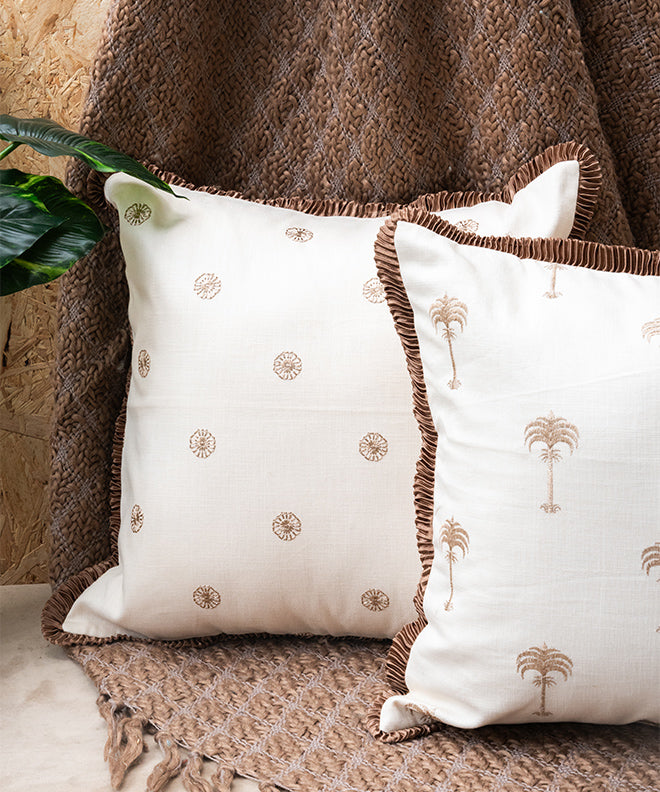 Boho Palm Tree Cushion With Lace