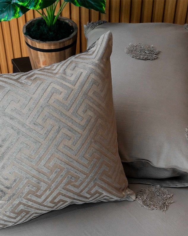 Grey Polka Linen Bedcover With 2 Pillow Covers