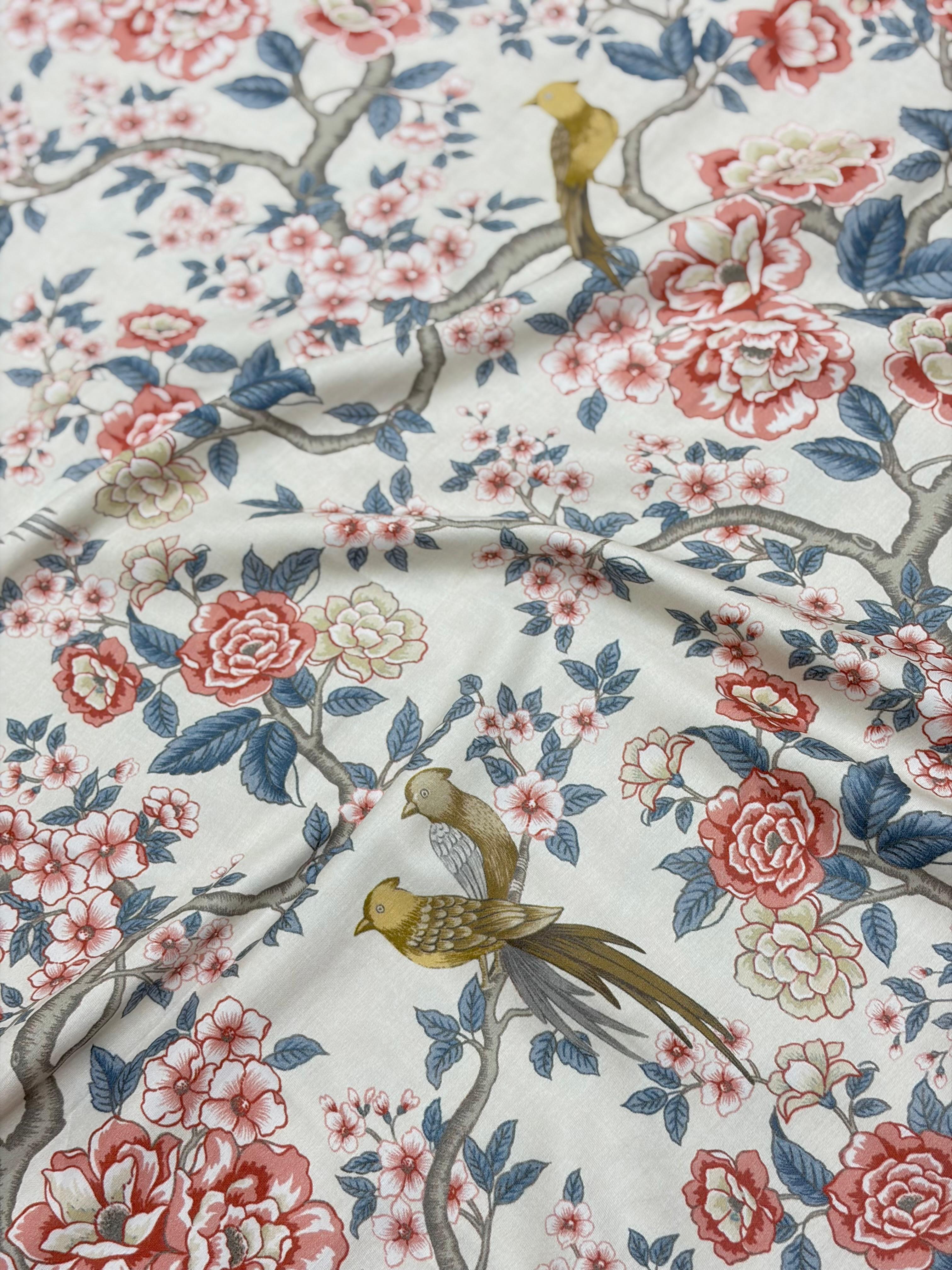 Crimson Bird Bedsheet with 2 Embroidered Pillow Covers
