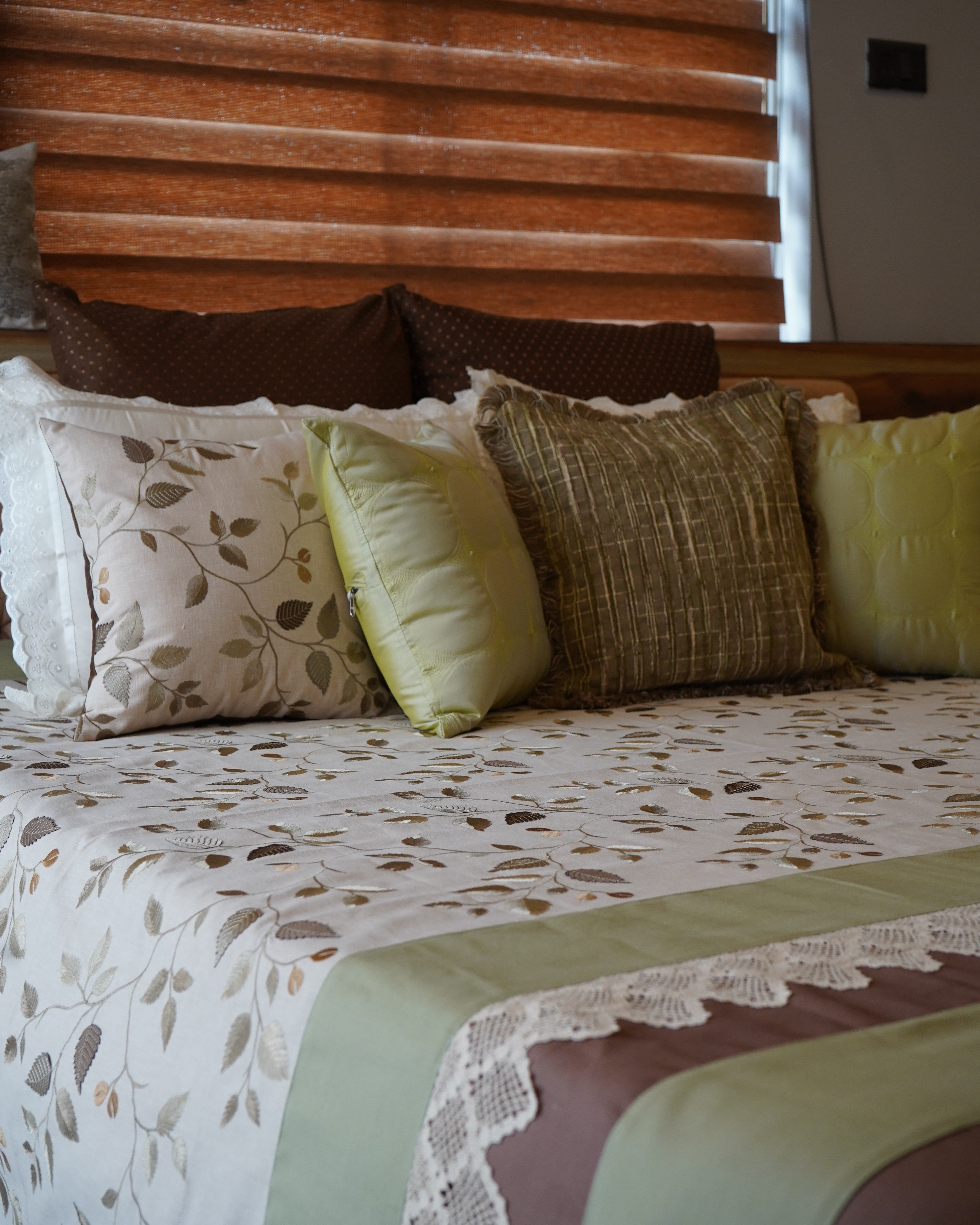 Sage Leaf Serenity Bedcover With 2 Cushion Covers