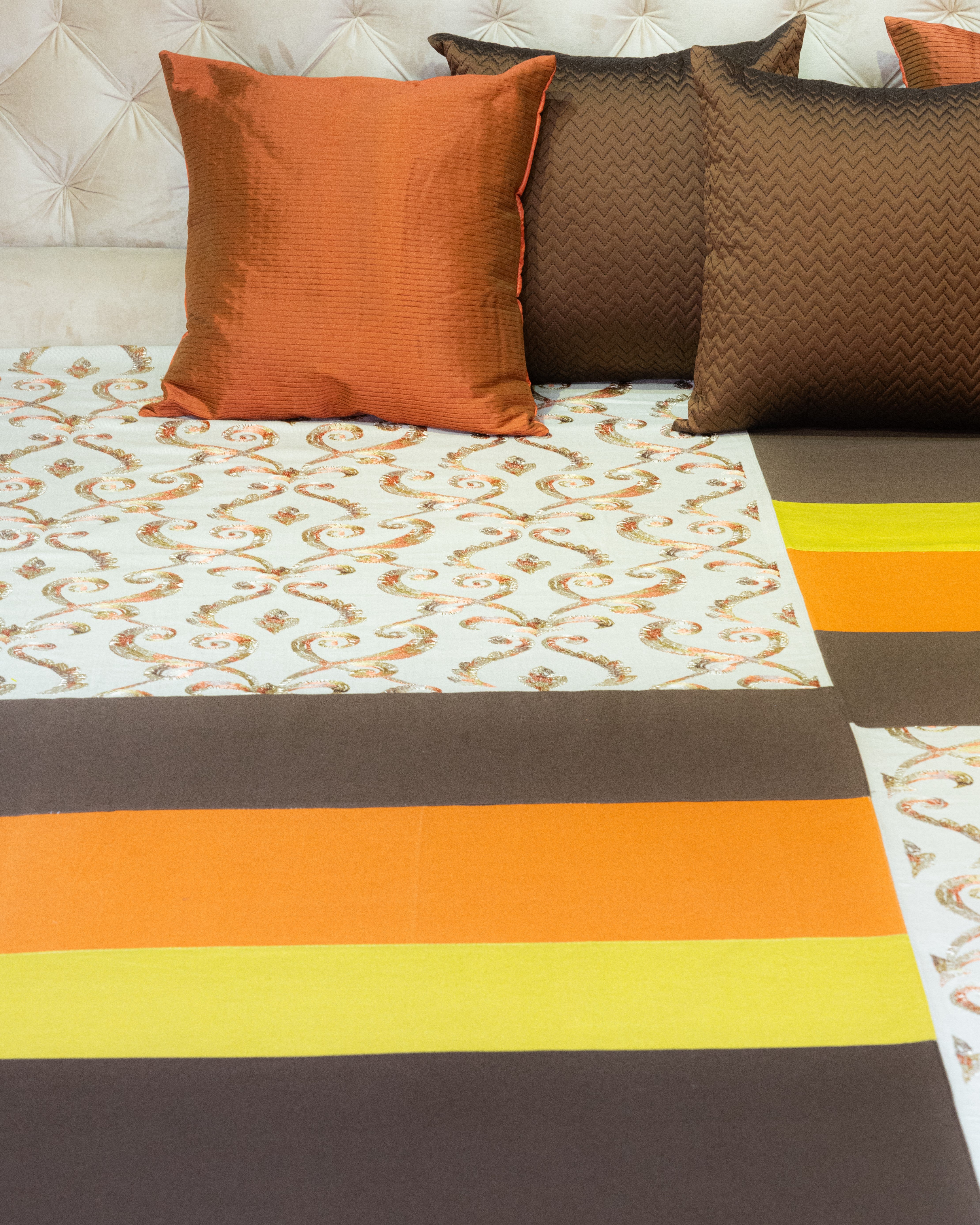 Sunset Scrolls Bedcover with 2 Cushion Covers