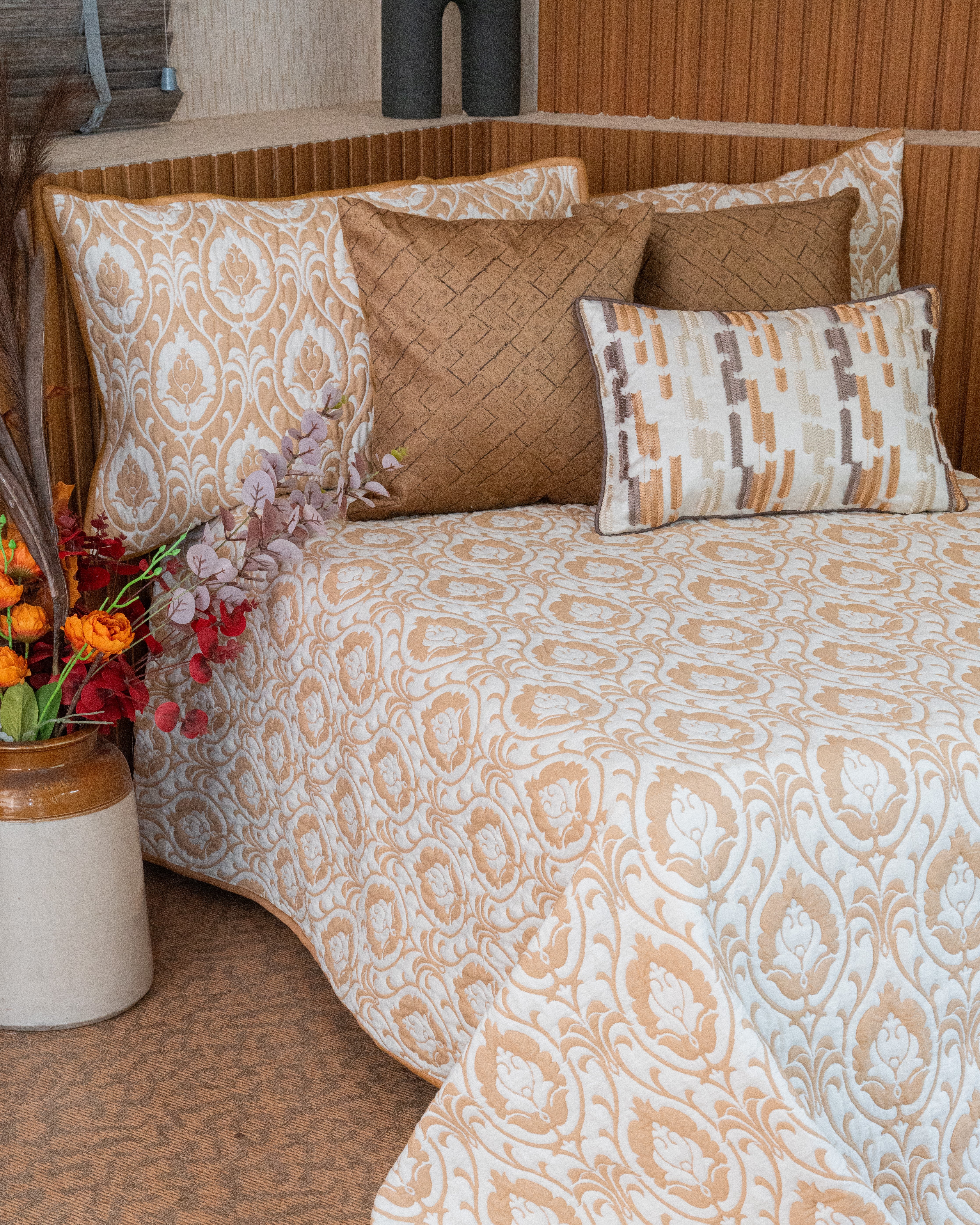 Brown Grace Quilted Bedcover