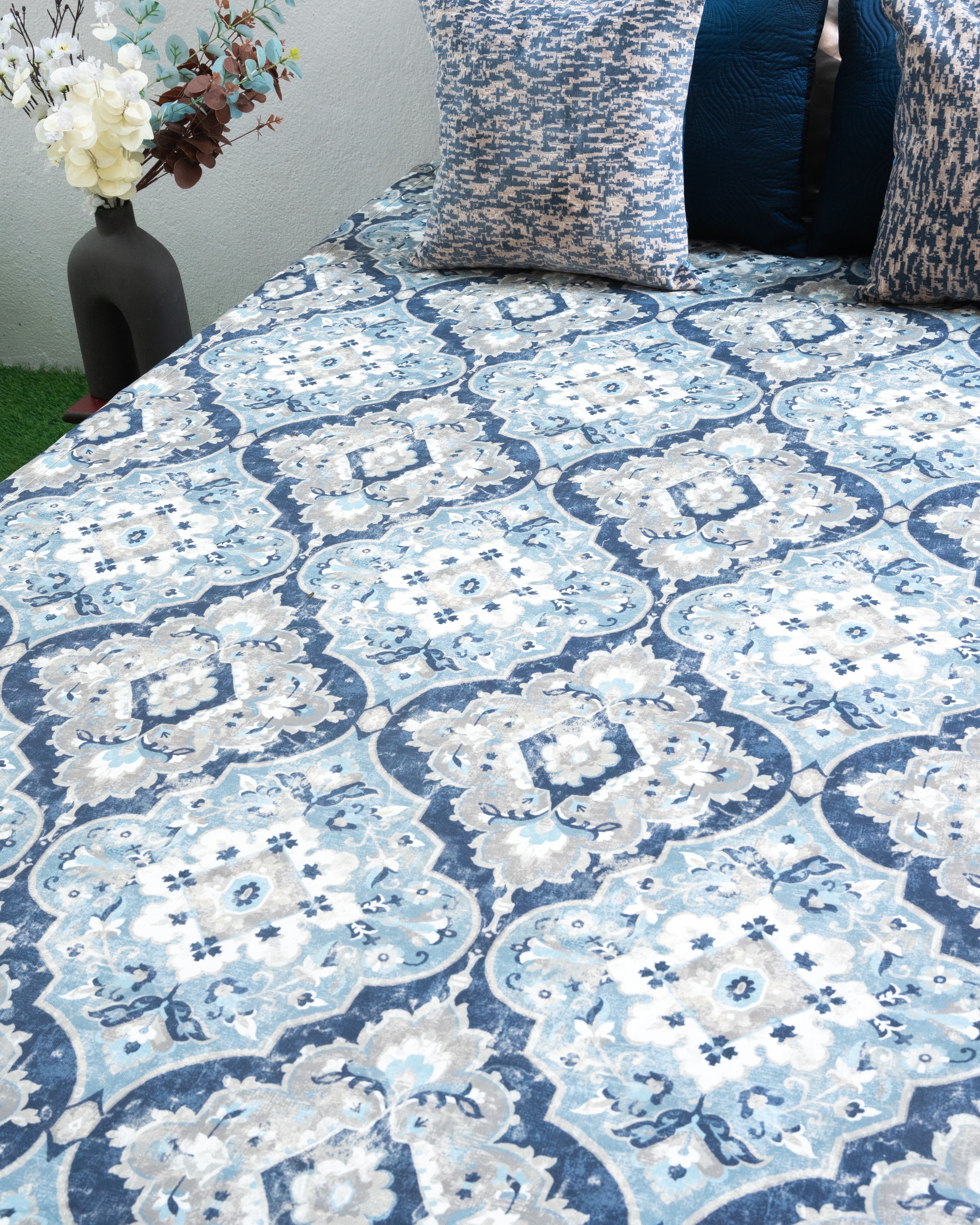 Blue Blossom Bedcover with 2 Cushion Covers