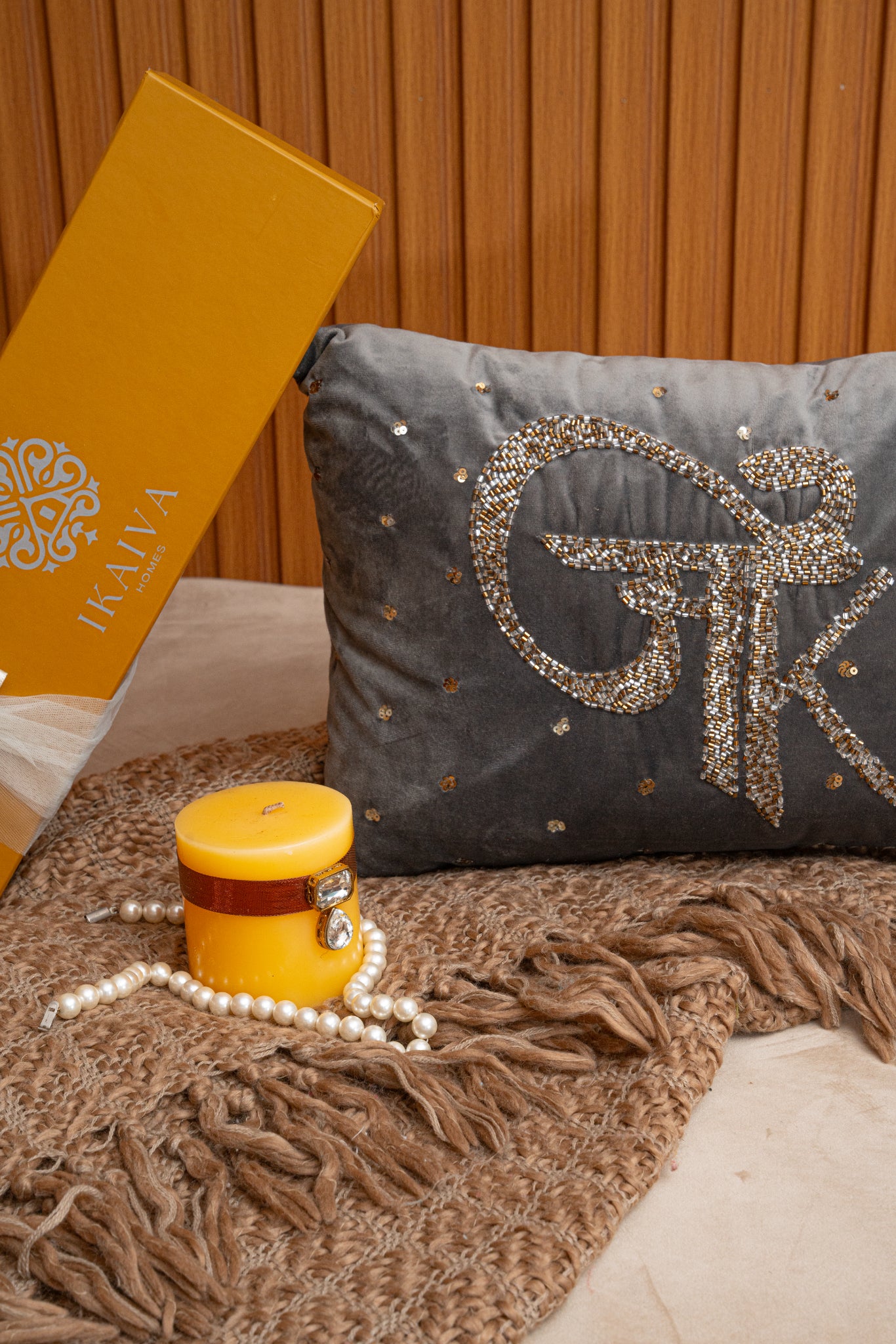 Embellished Monogram Cushion