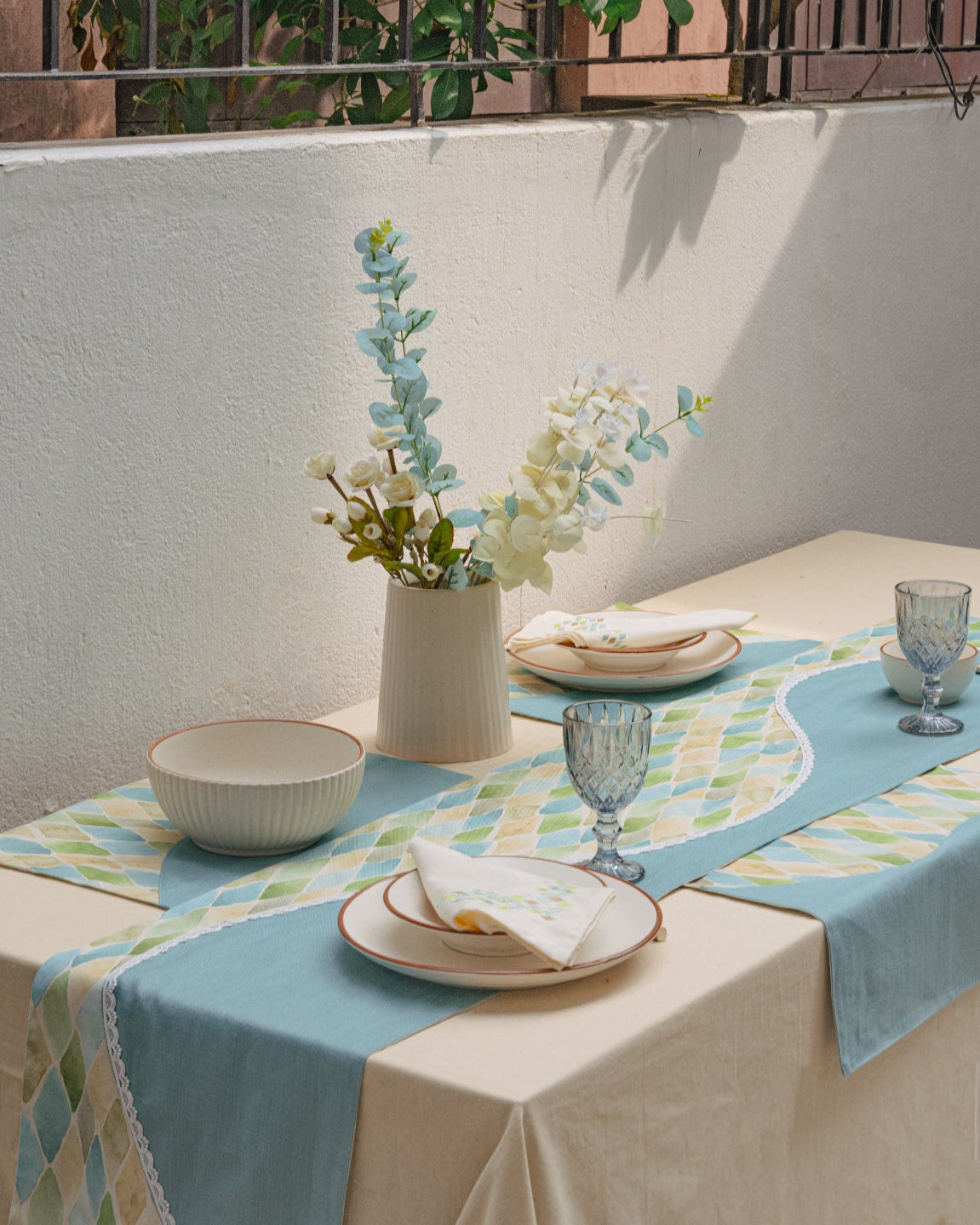 Mosaic Watercolor Table Runner