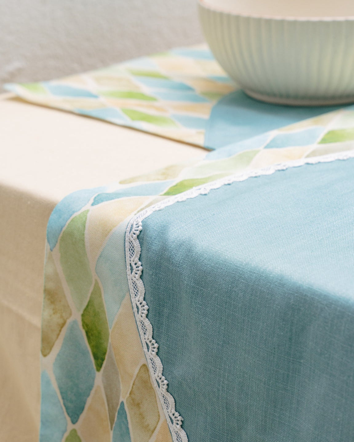 Mosaic Watercolor Table Runner