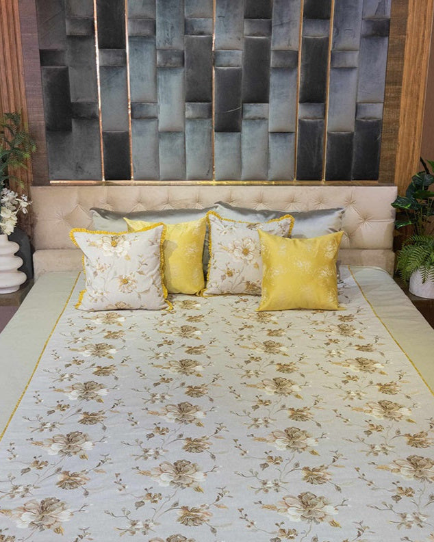 Dandelions Bedcover With 2 Embroidered Cushions