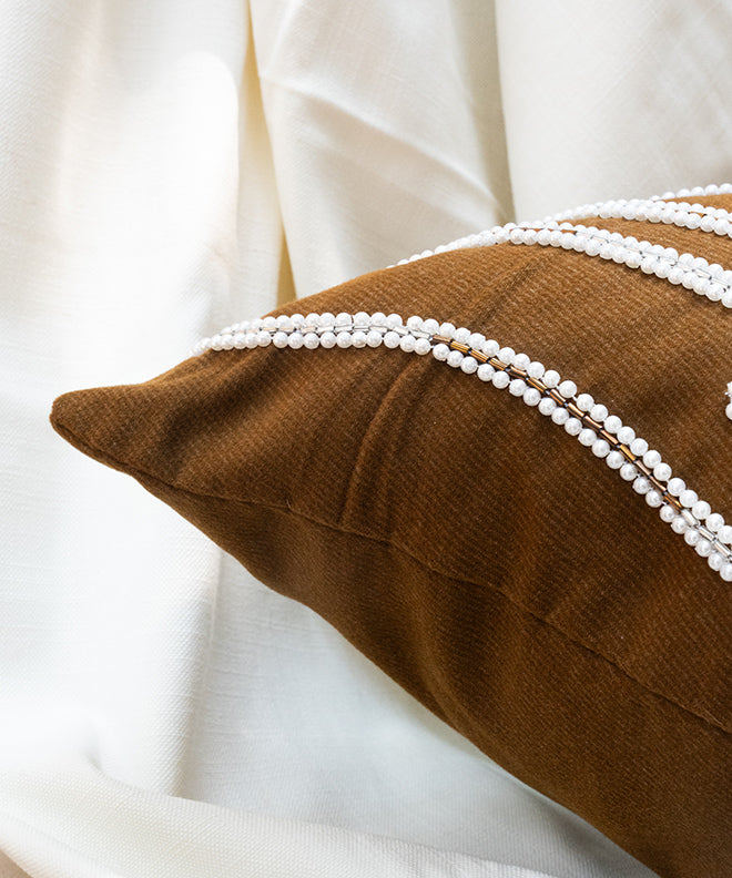 Embellished Pearl Waves Cushion