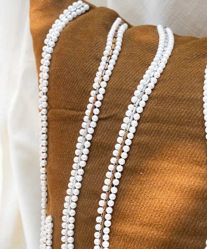 Embellished Pearl Waves Cushion