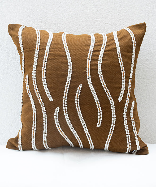 Embellished Pearl Waves Cushion
