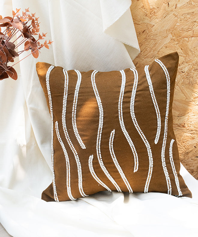 Embellished Pearl Waves Cushion