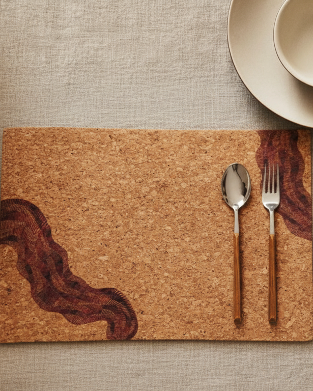 Abstract Printed Cork Dining Runner and Mat Set
