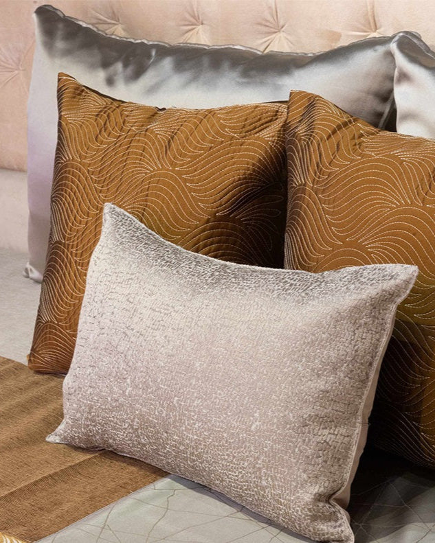 Geometric Blocks Embroidered  Bedcover With 2 Pillow