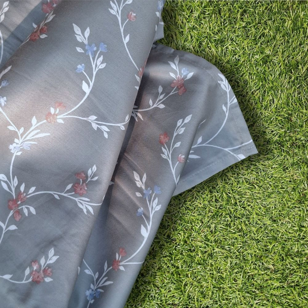 Grey Vine Bedsheet with 2 Pillow Covers