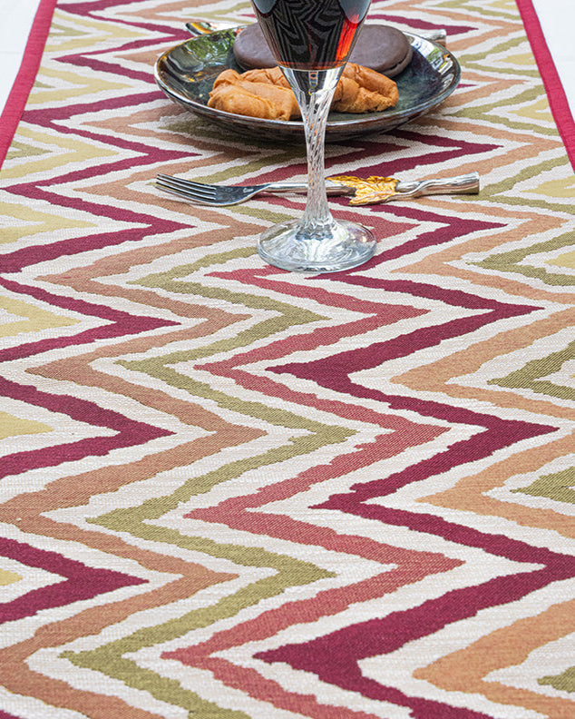 Herringbone Red Runner Linen With Tassels