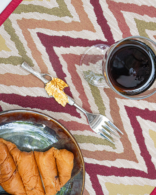 Herringbone Red Runner Linen With Tassels