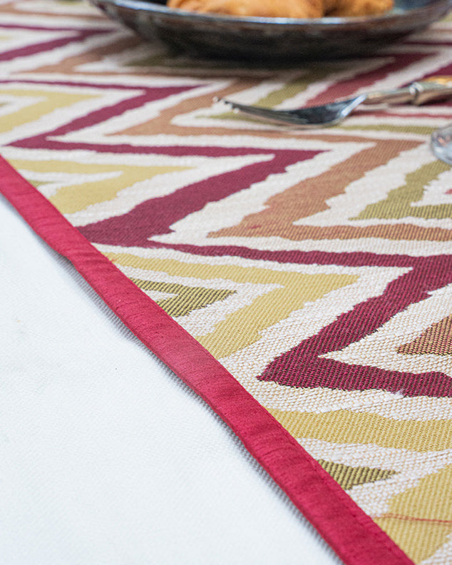 Herringbone Red Runner Linen With Tassels