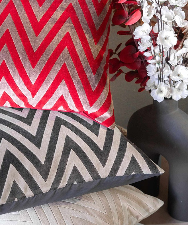 Velvet Herringbone Cushion