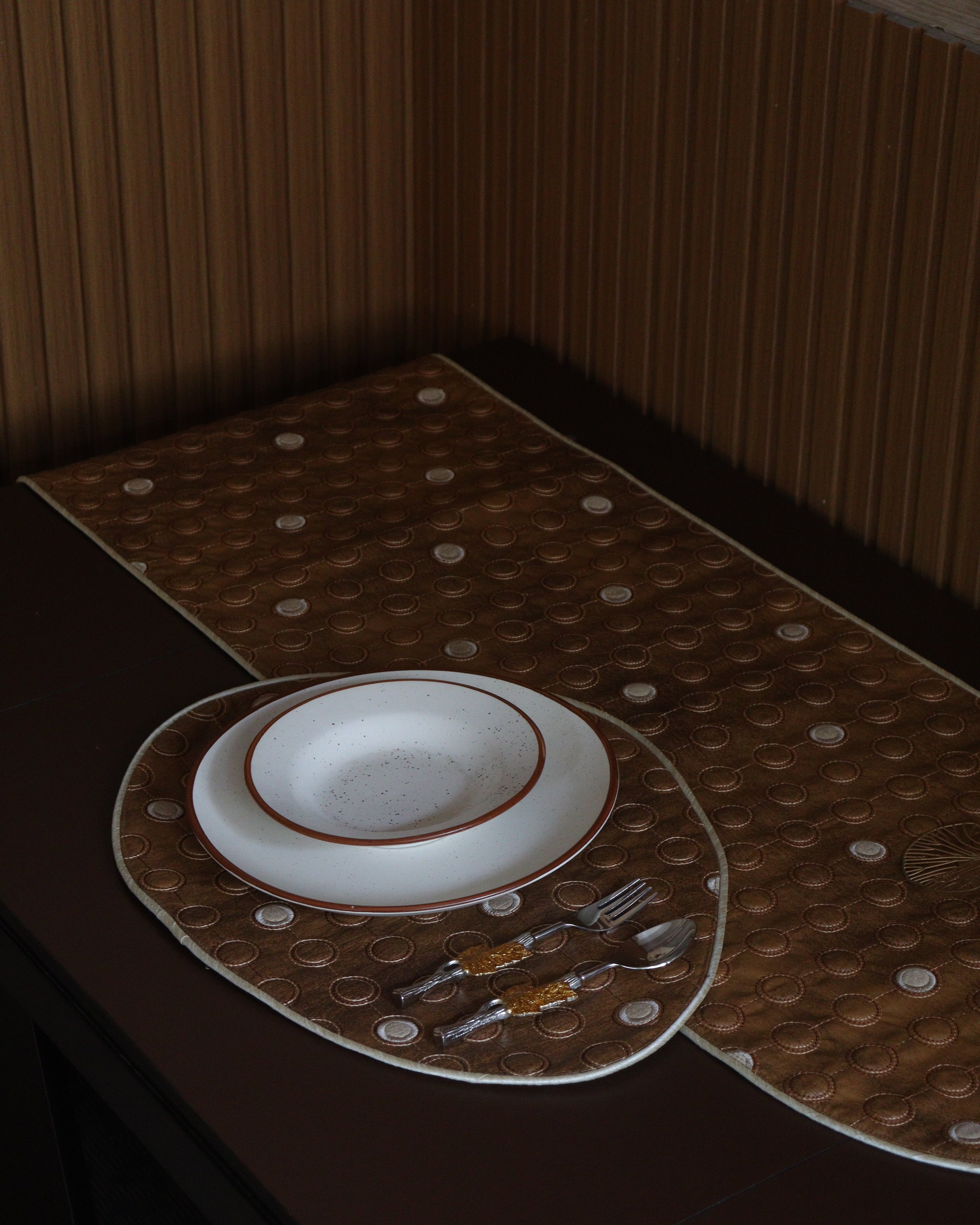 Cinnamon Leather Table Runner