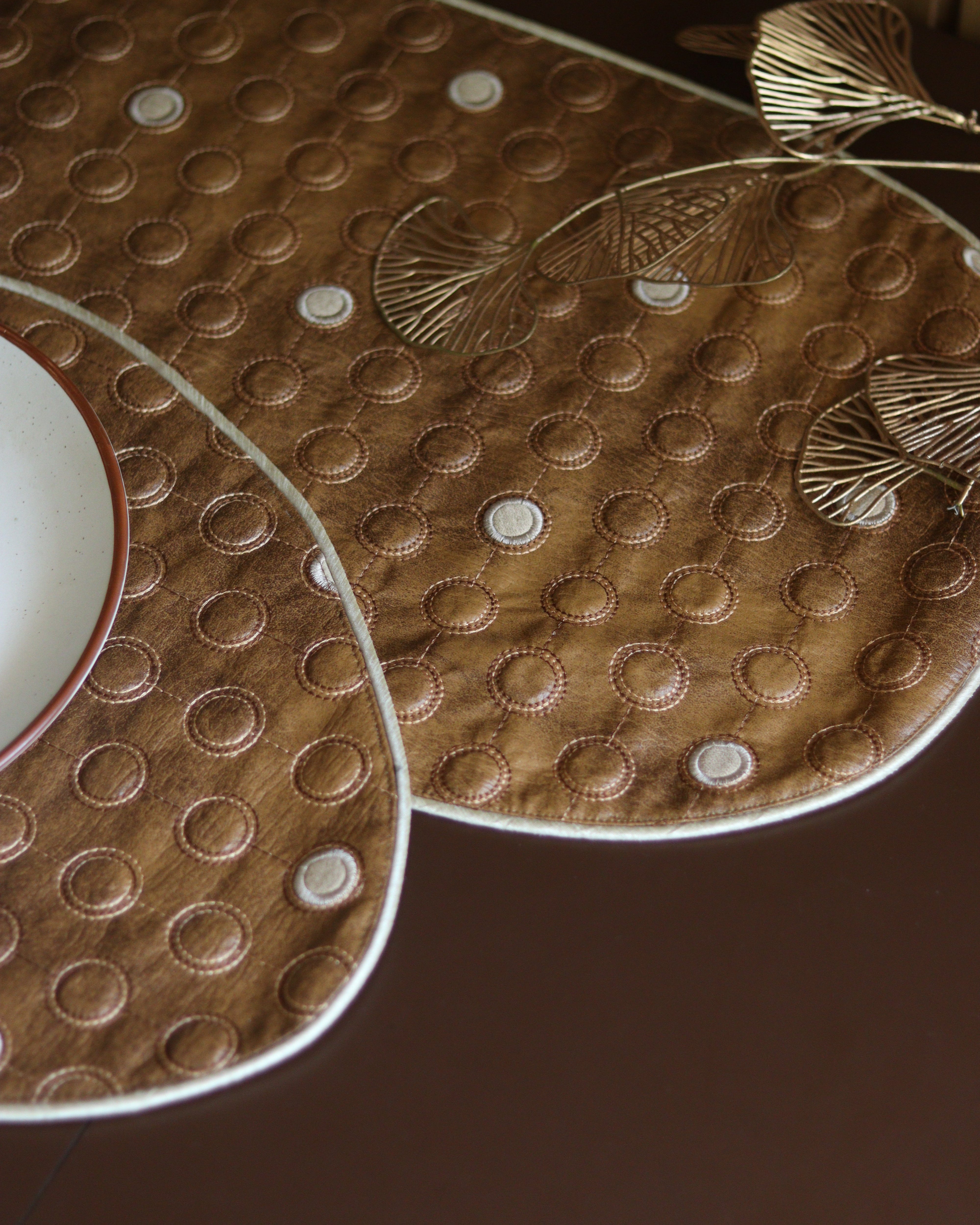 Cinnamon Leather Table Runner