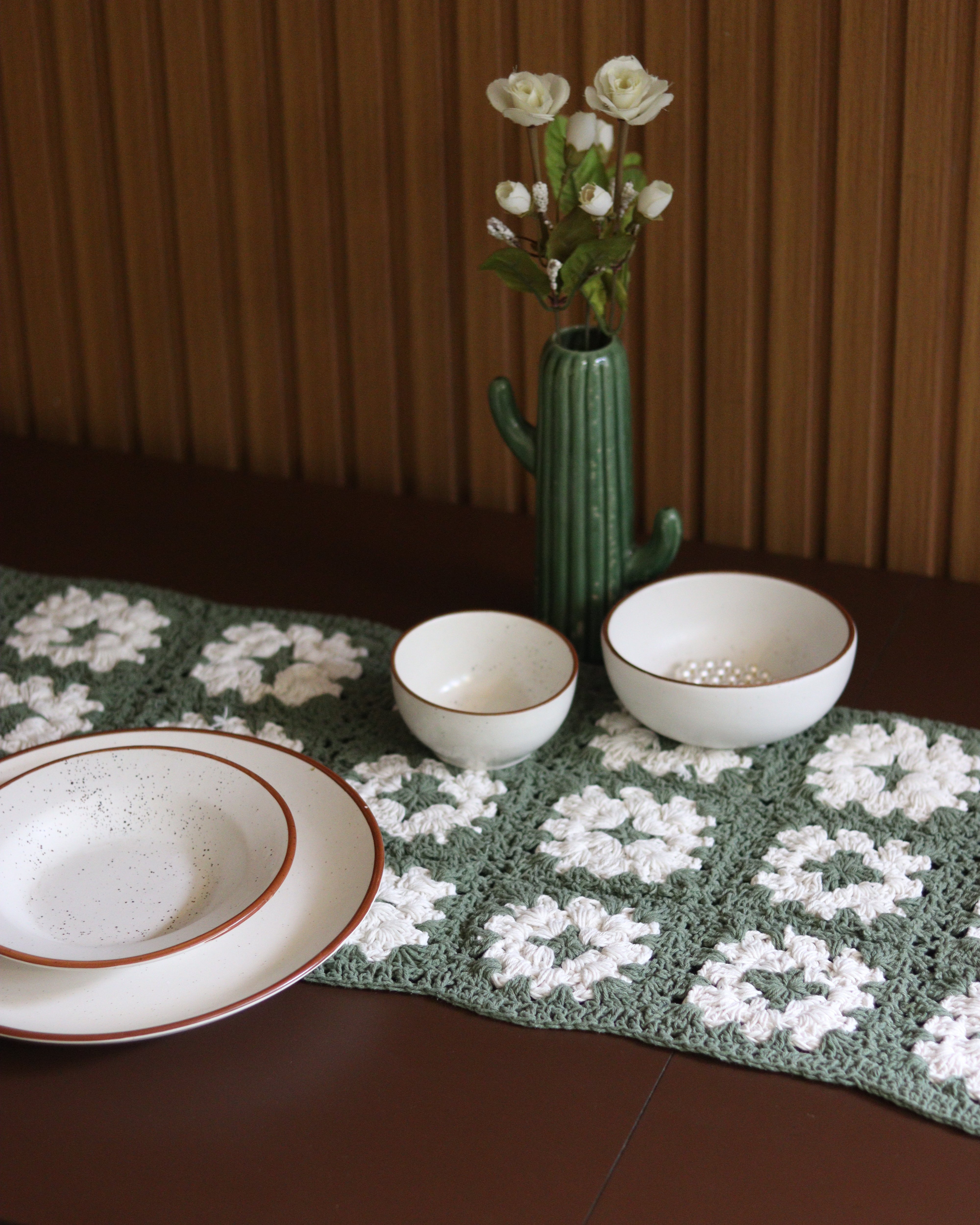 Meadow Bloom Crochet Table Runner