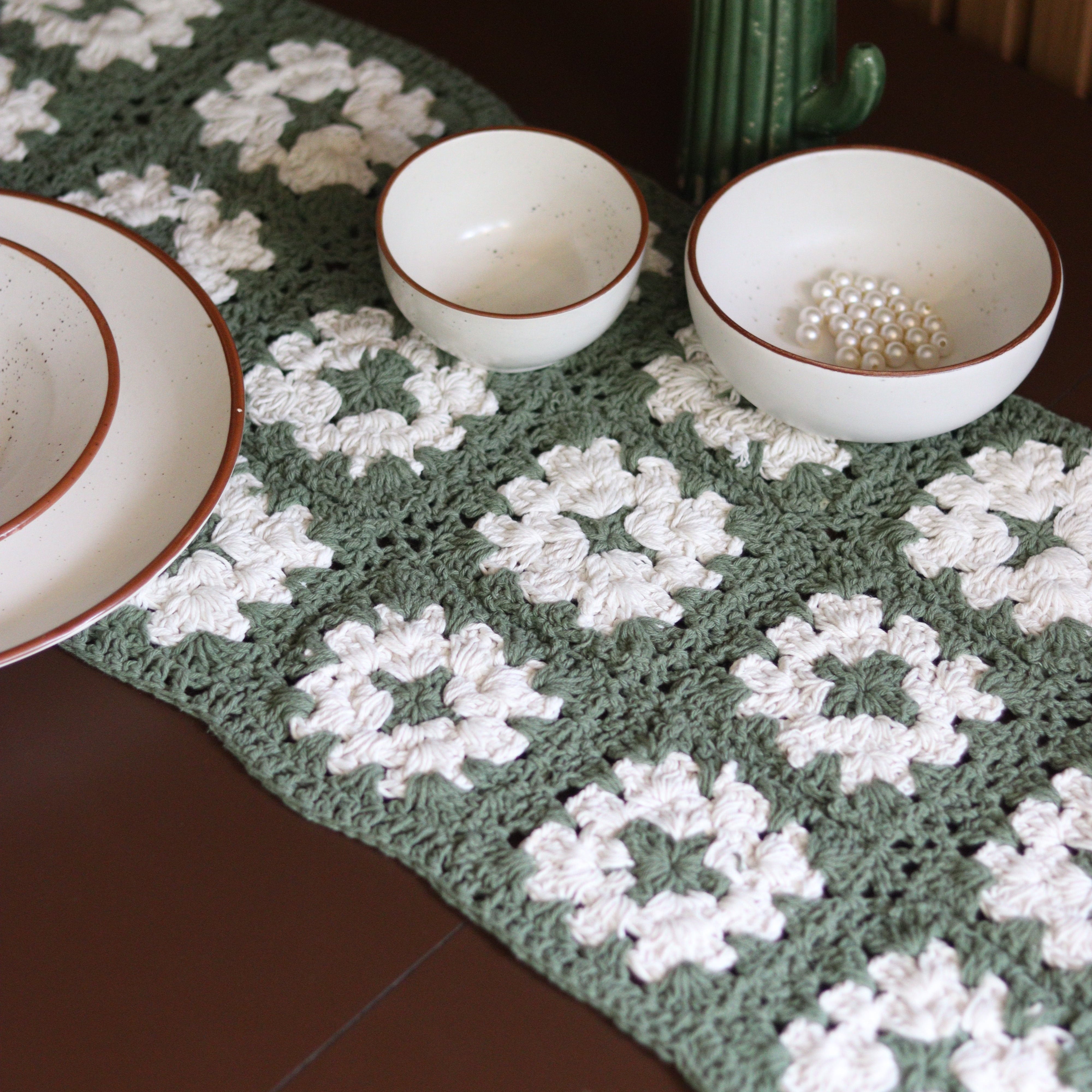 Meadow Bloom Crochet Table Runner