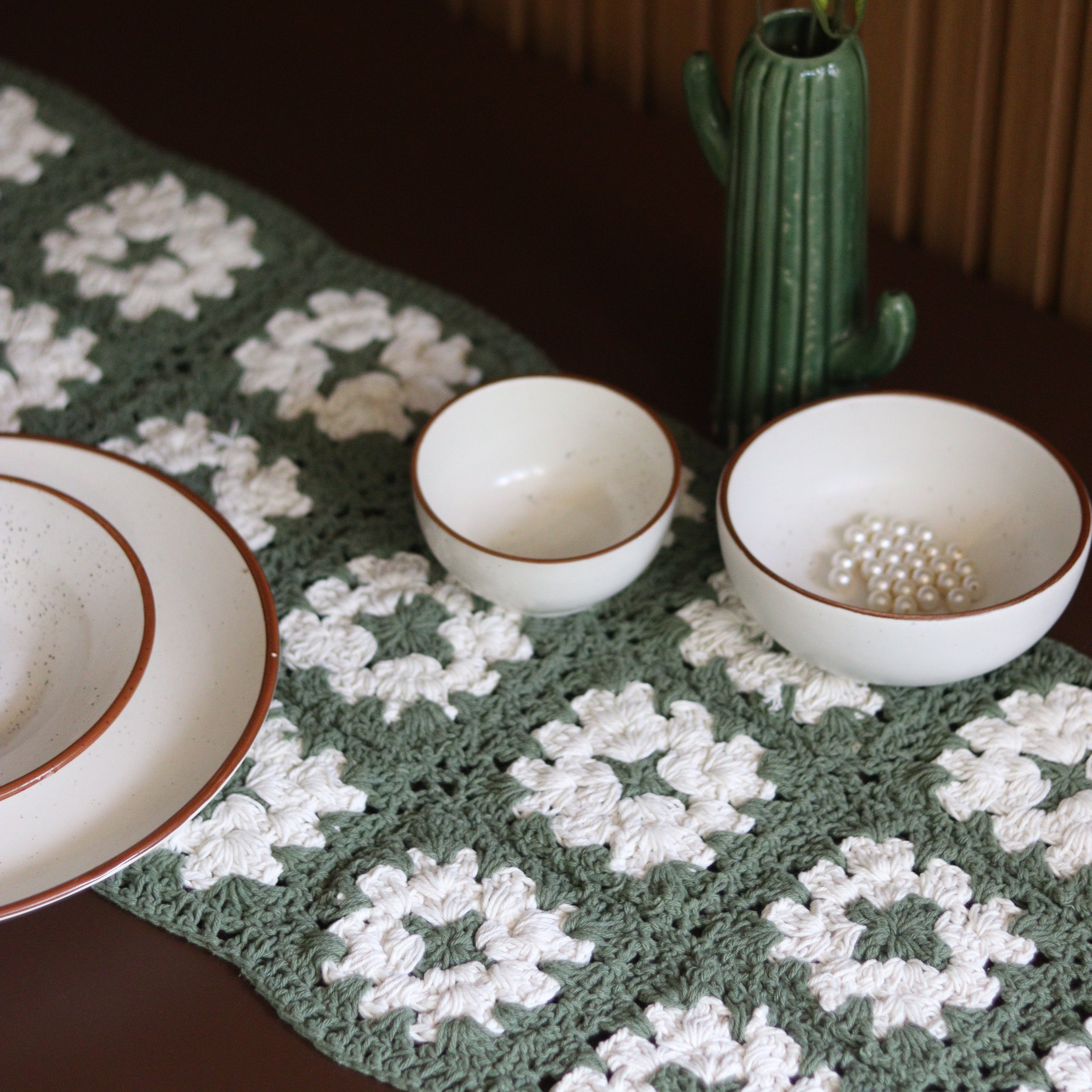 Meadow Bloom Crochet Table Runner