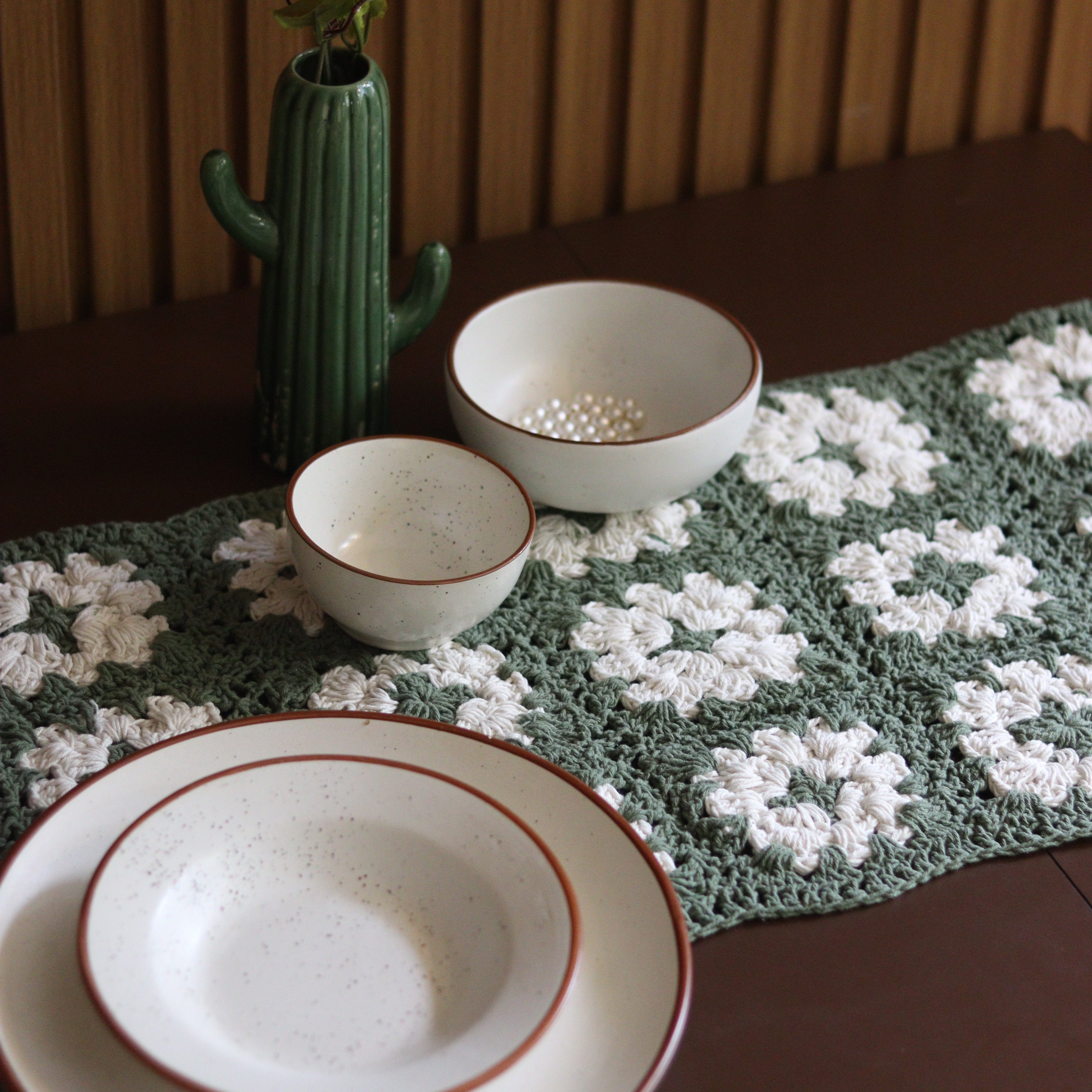 Meadow Bloom Crochet Table Runner