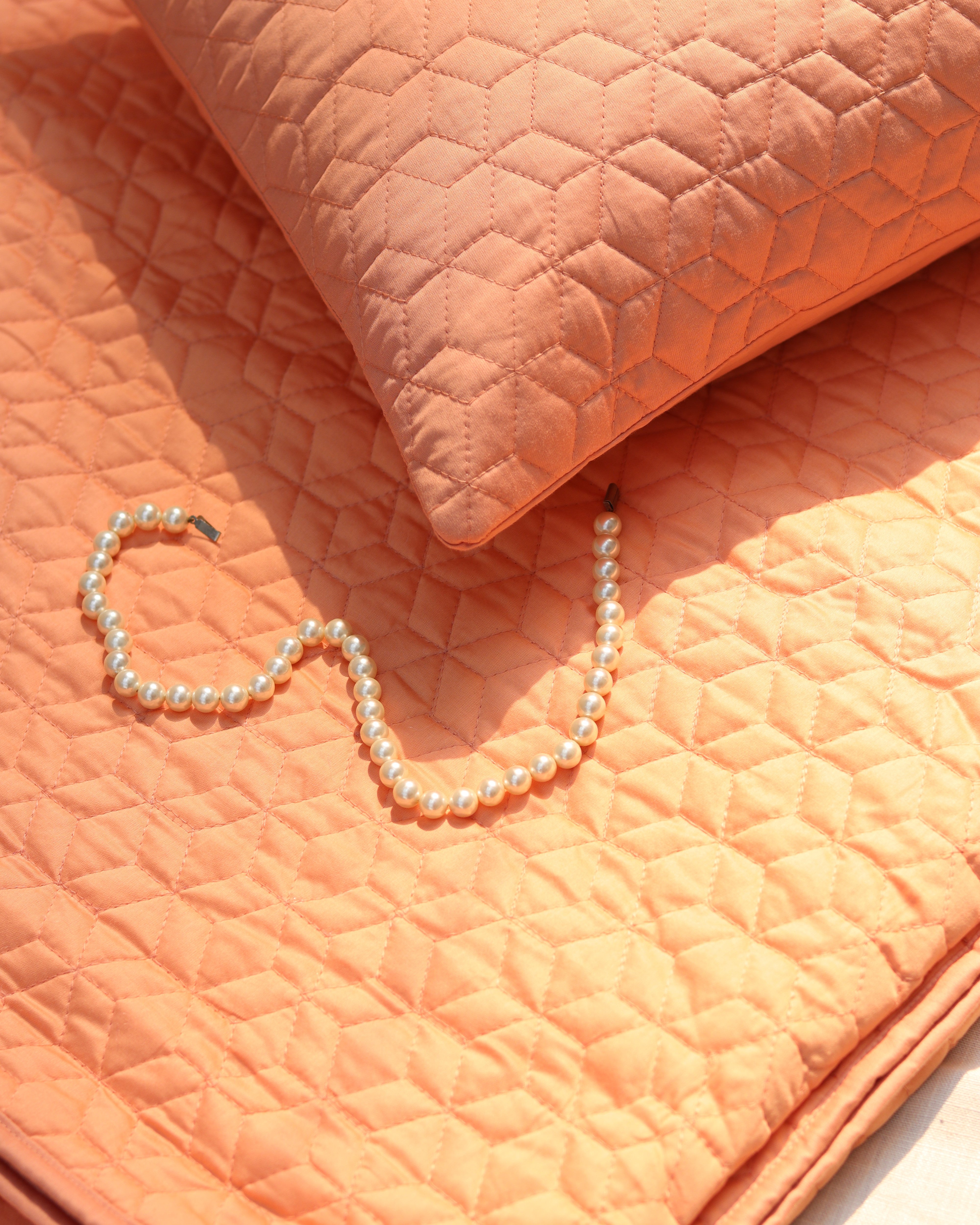 Peach Pop Quilted Bedcover