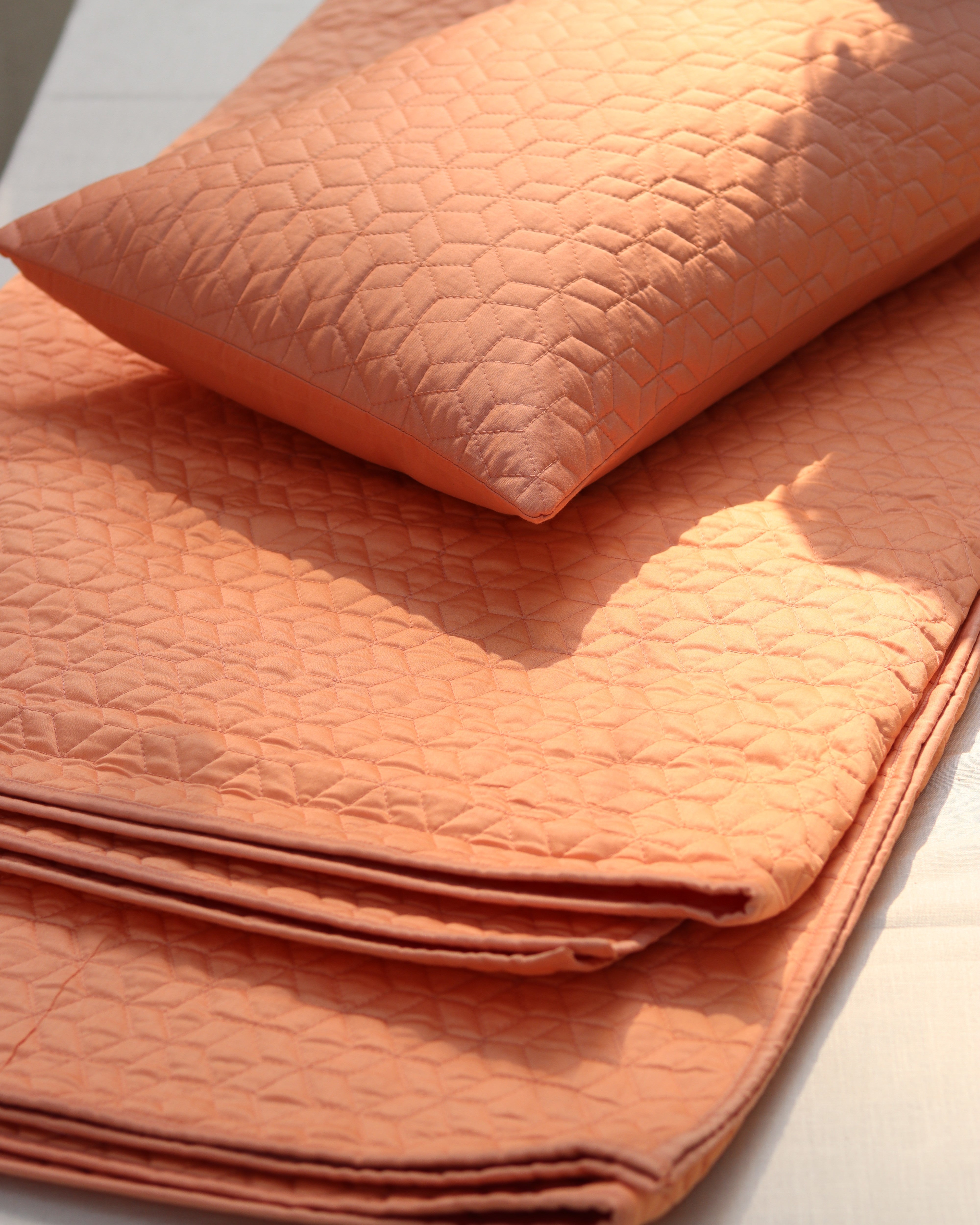 Peach Pop Quilted Bedcover