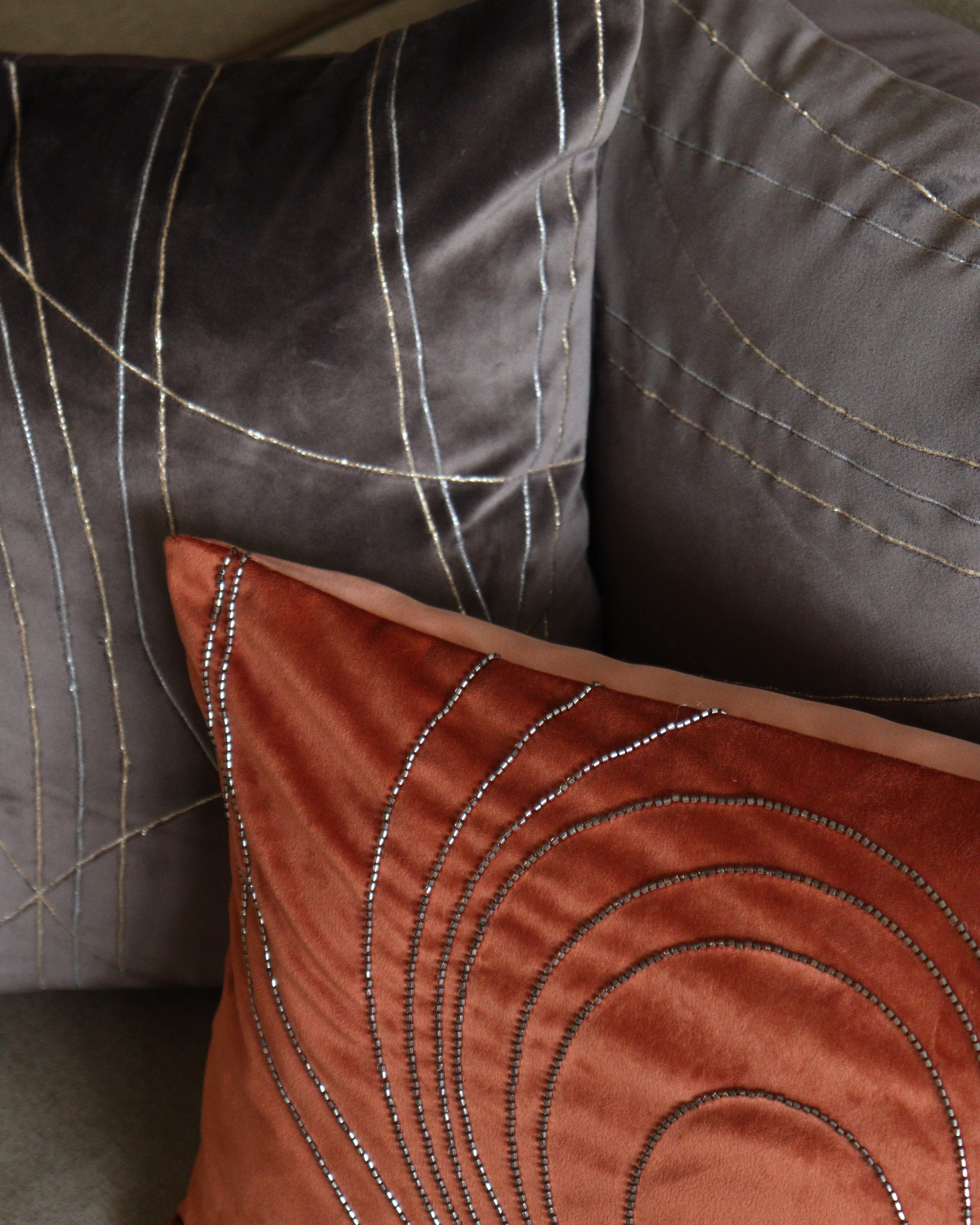 Terracotta Wave Cushion Set of 3