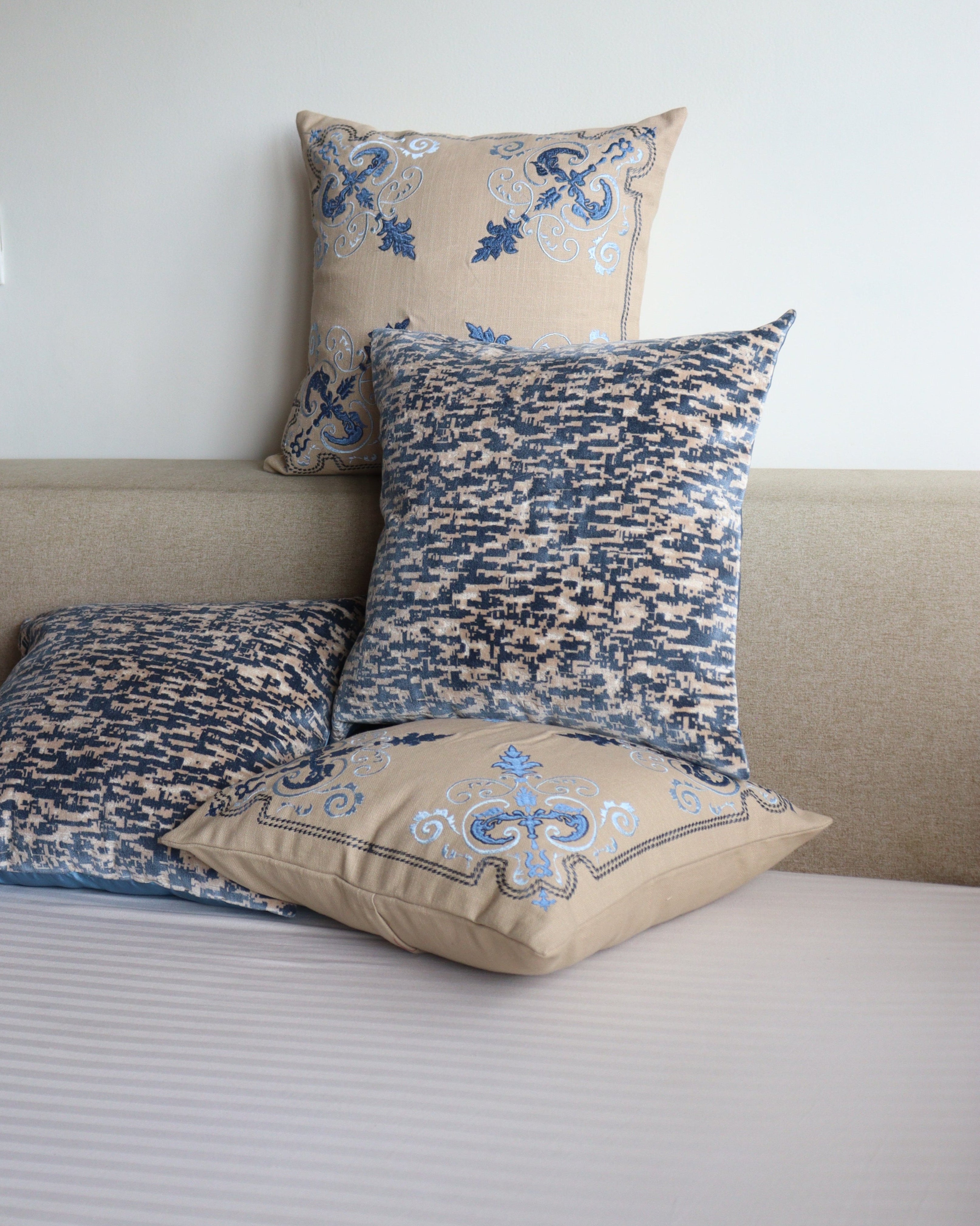 Blue Pottery Cushion Set of 4