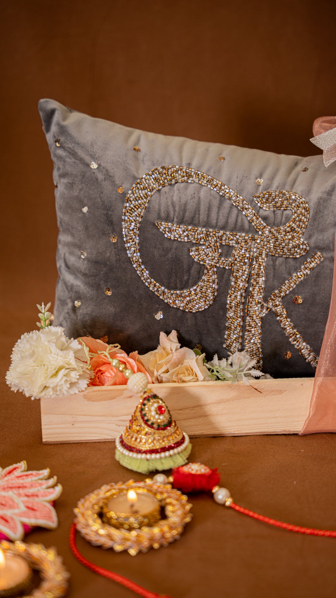 Embellished Monogram Cushion