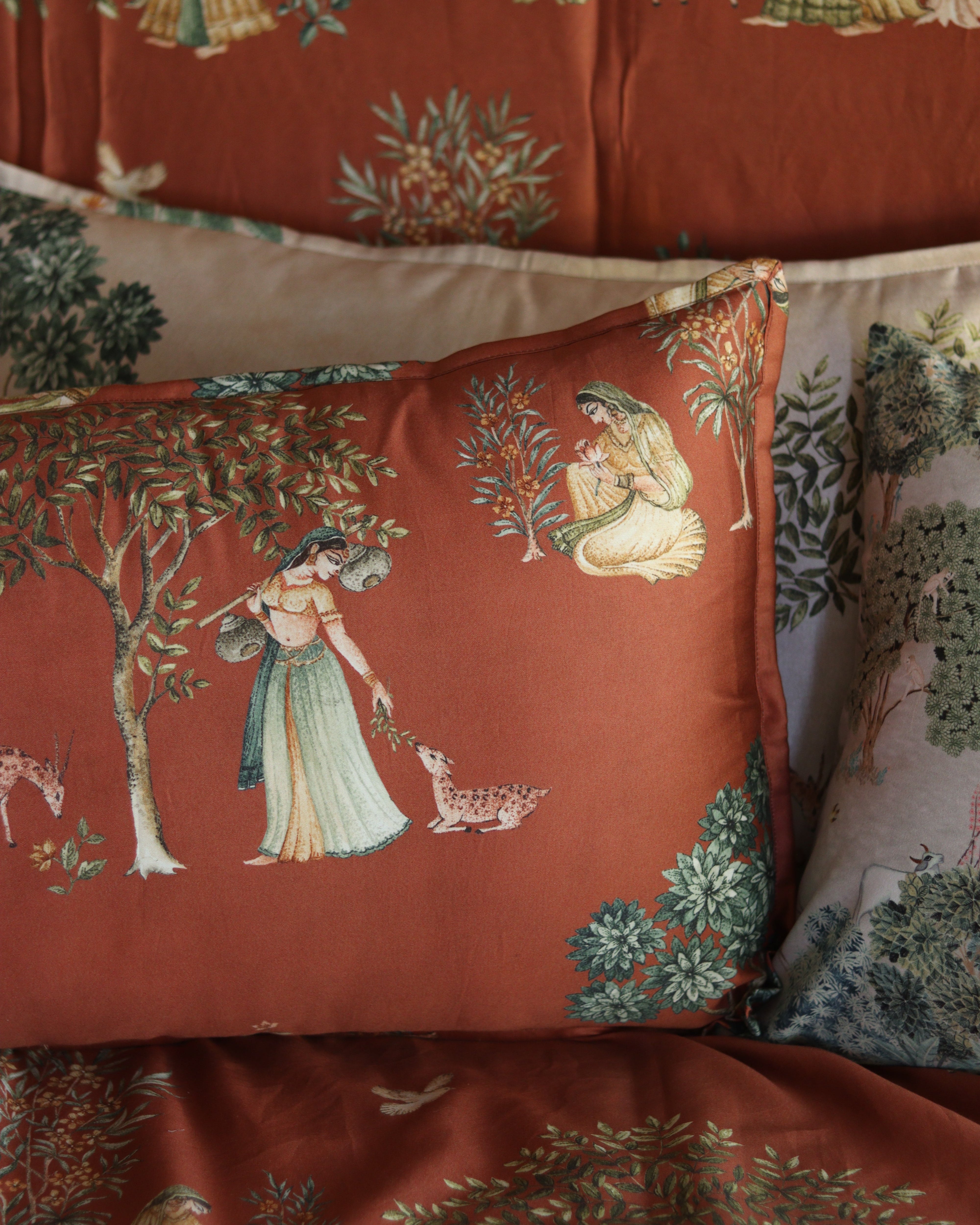 Pichwai Rang Bedsheet With 2 Pillow Covers