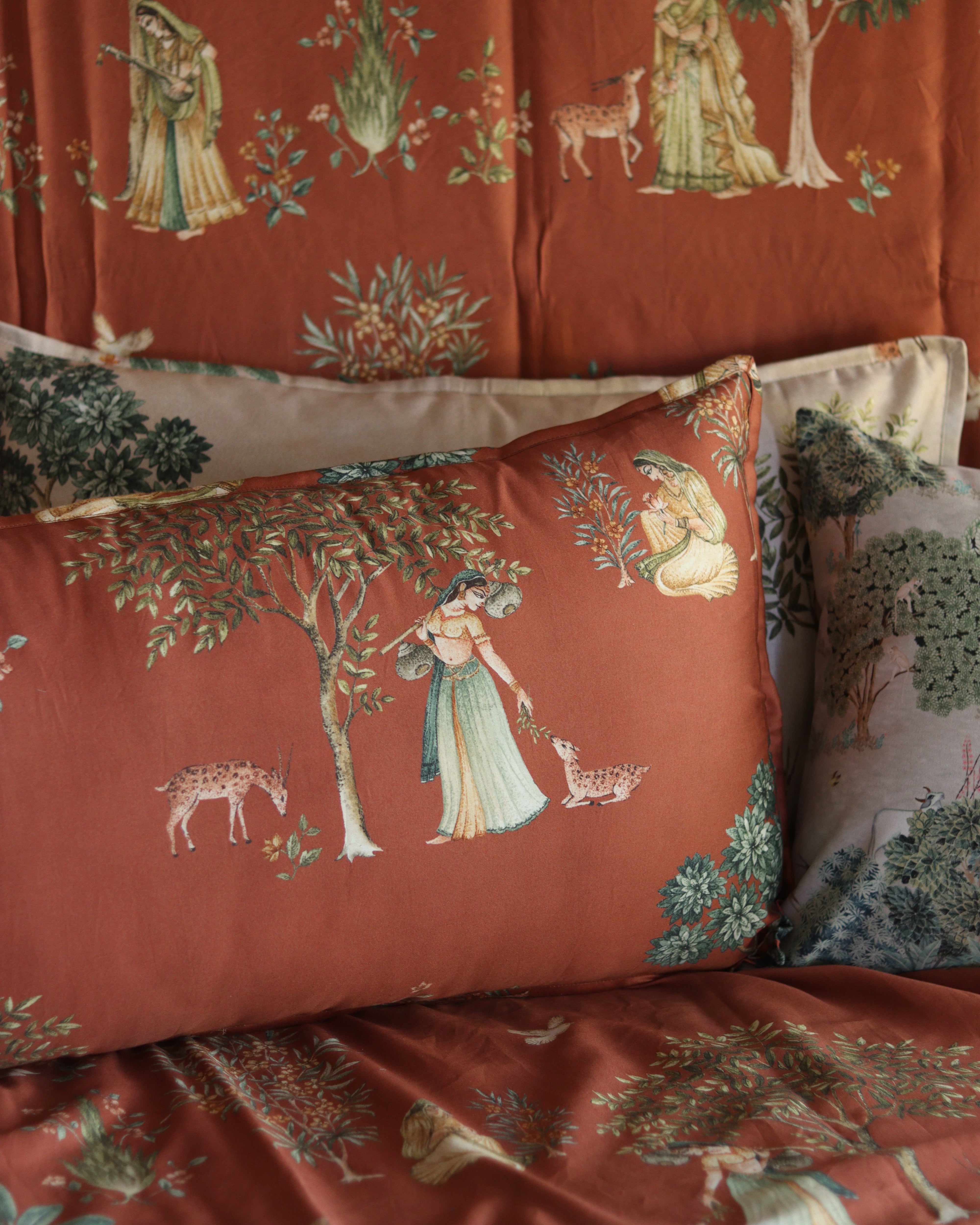 Pichwai Rang Bedsheet With 2 Pillow Covers