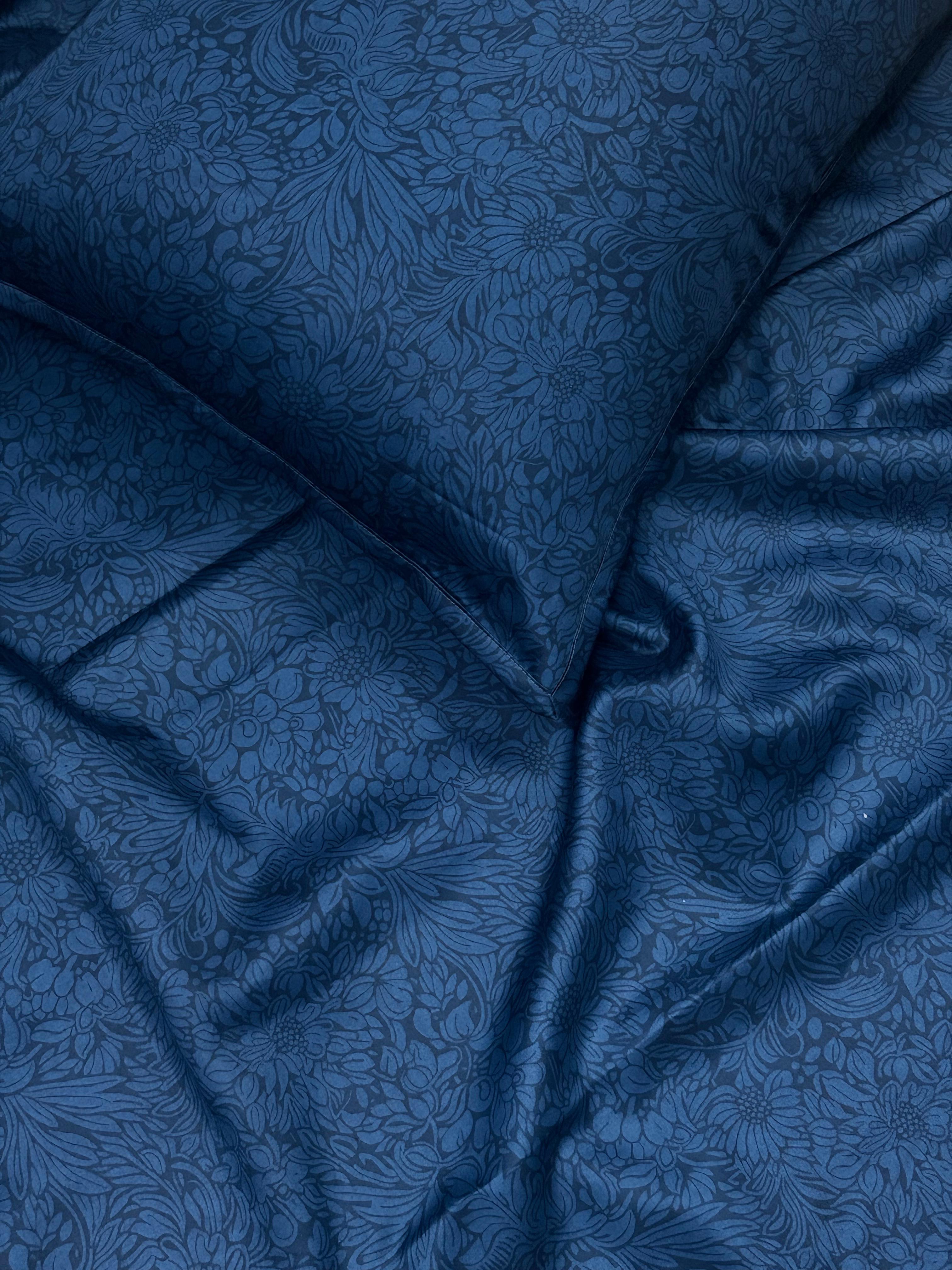 Indigo Floral Bedsheet with 2 Pillow Covers