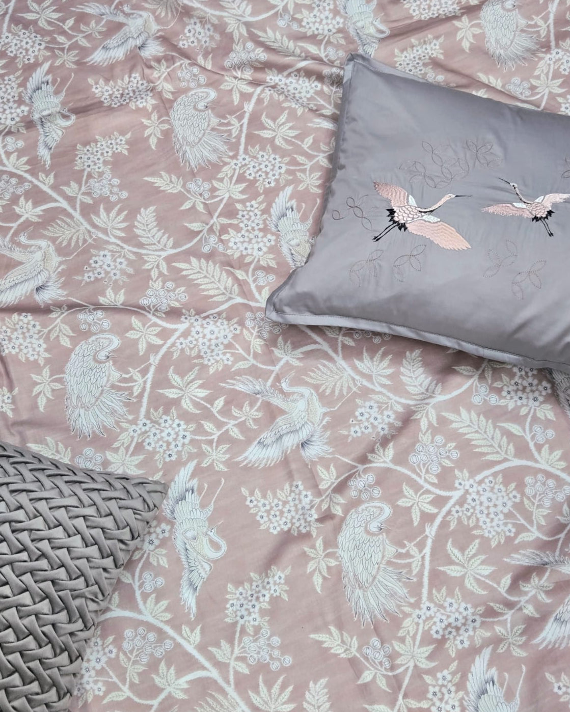 Japanese Crane Bedsheet with 2 Pillow Covers