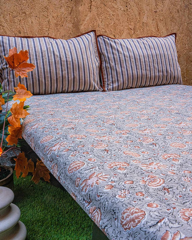 Kalamkari Cotton Bedsheet With 2 Pillow Covers