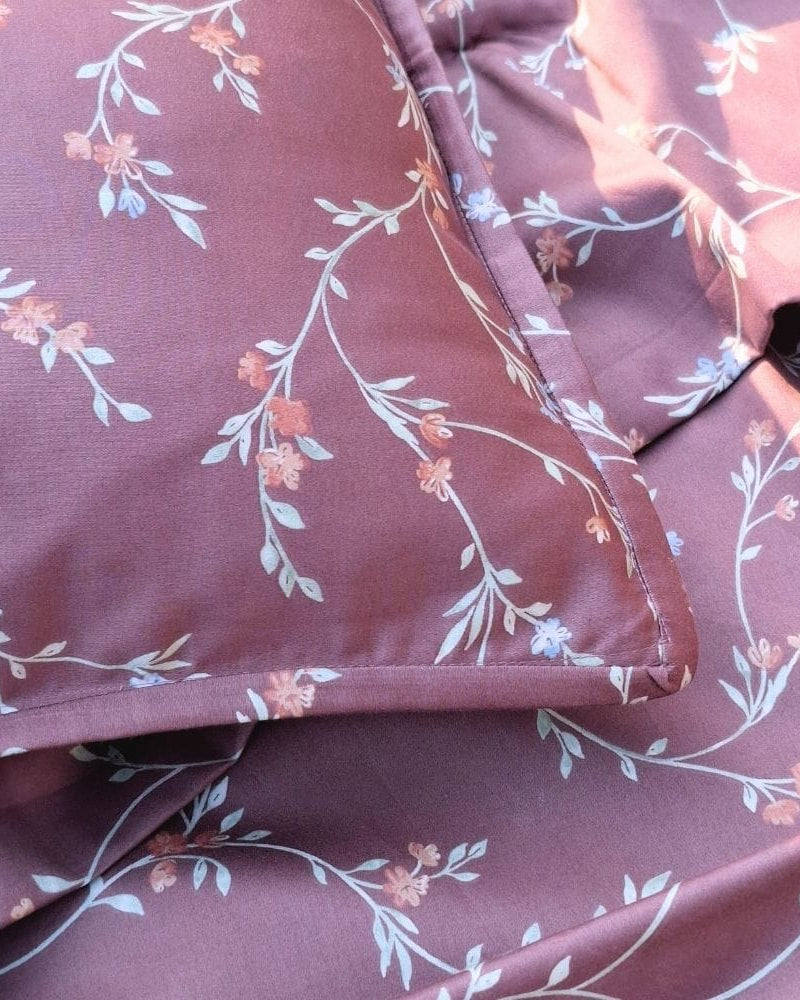 Lavender Vine Bedsheet with 2 Pillow Covers