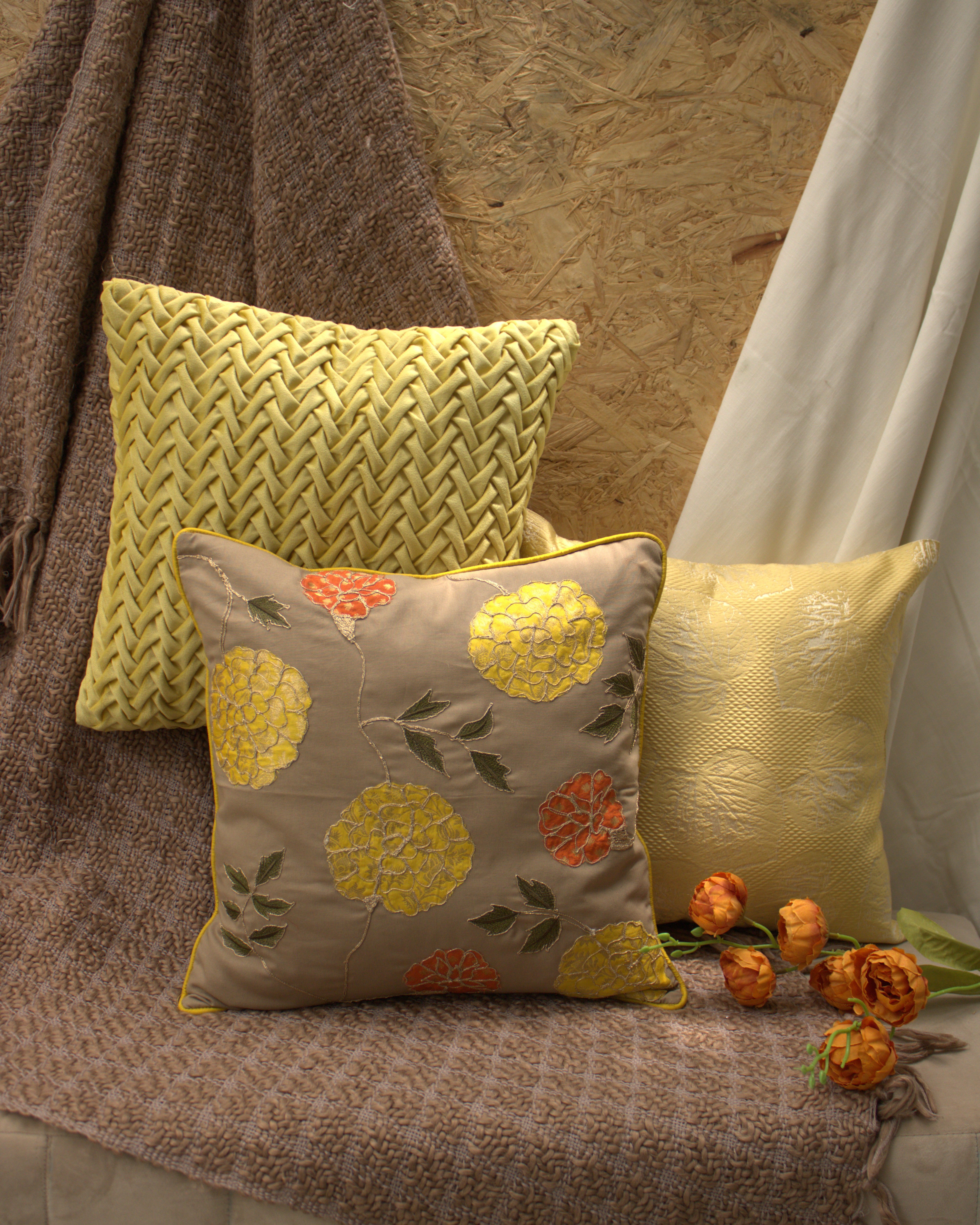 Marigold Bloom Cushion Set of 3