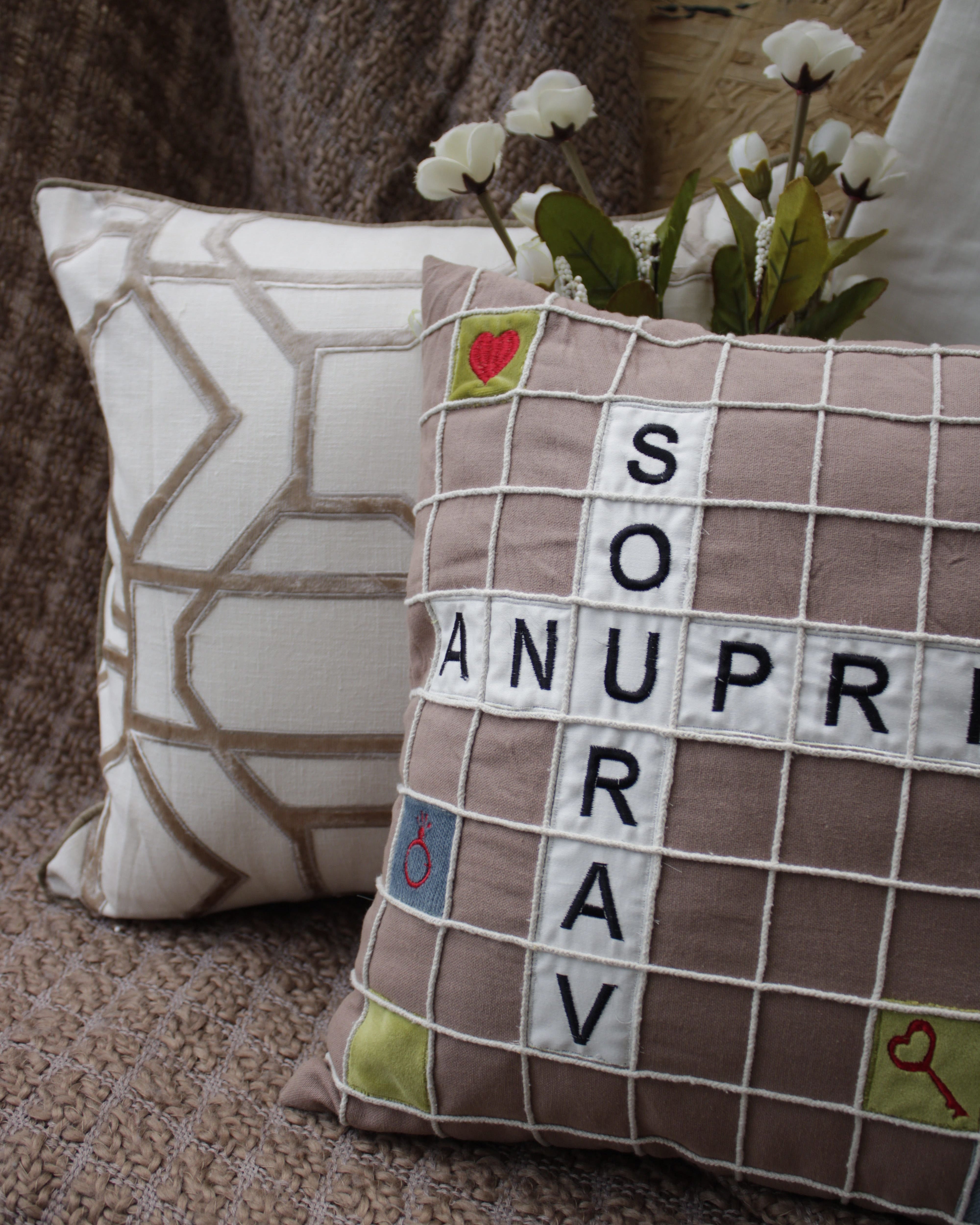Customizable Wordplay Weave Cushion
