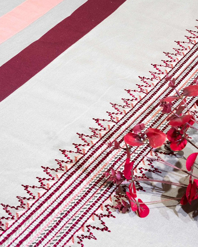 Maroons Embroidered Bedcover with 2 Pillow Covers