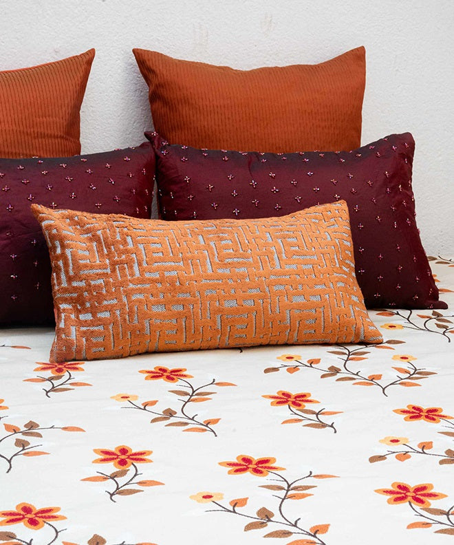 Petal Pop Embroidery Bedcover With 2 Cushion Covers