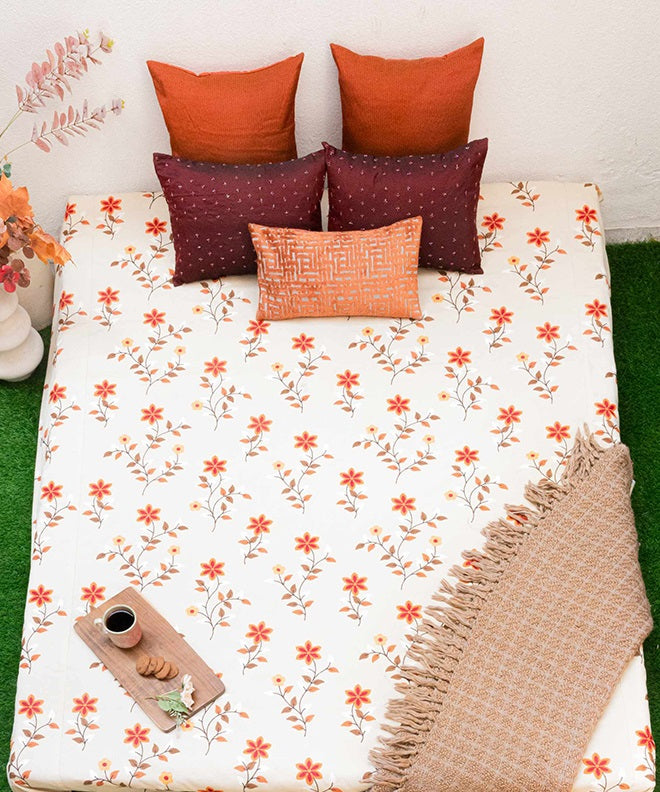 Petal Pop Embroidery Bedcover With 2 Cushion Covers