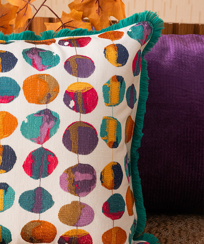 Playful Cosmic Cushion With Lace