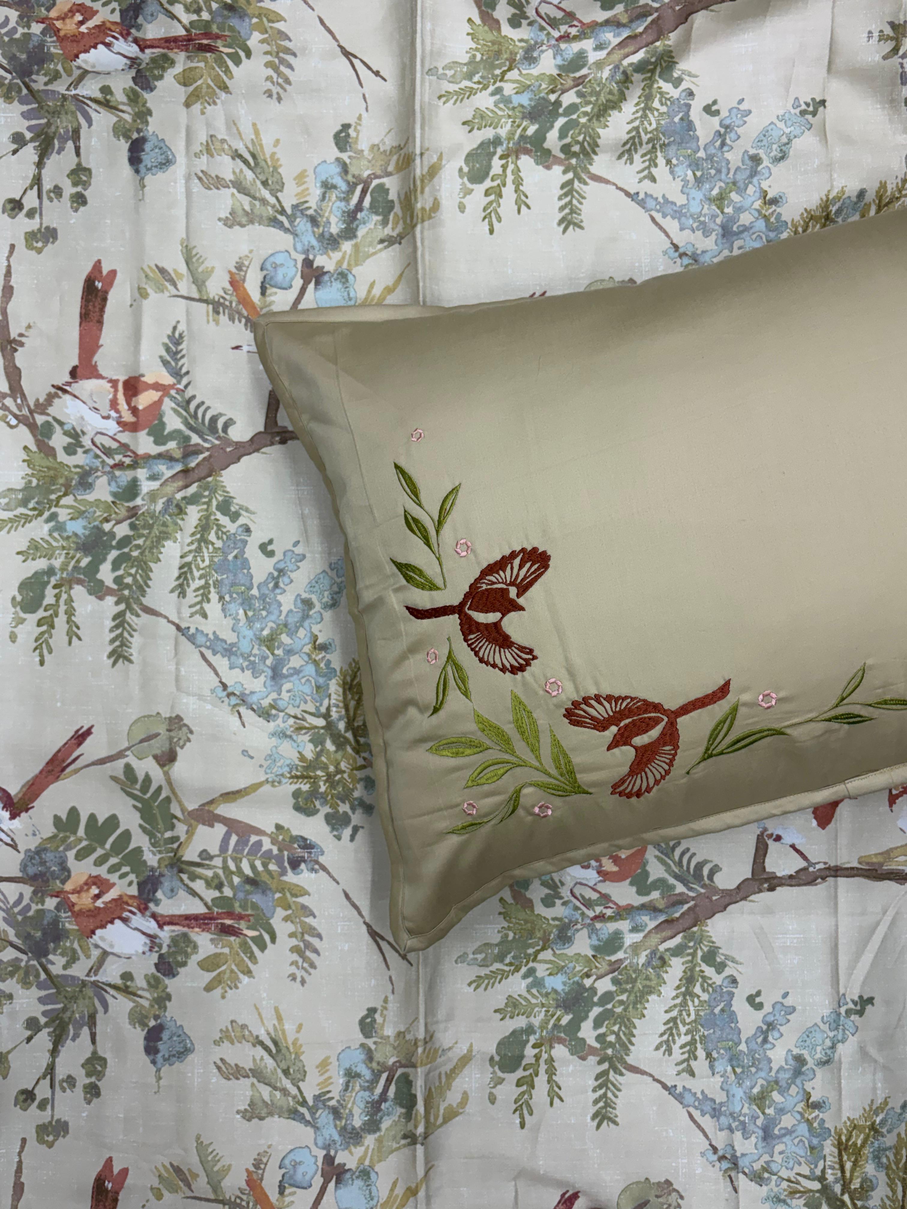 Red Myna Bedsheet with 2 Pillow Covers
